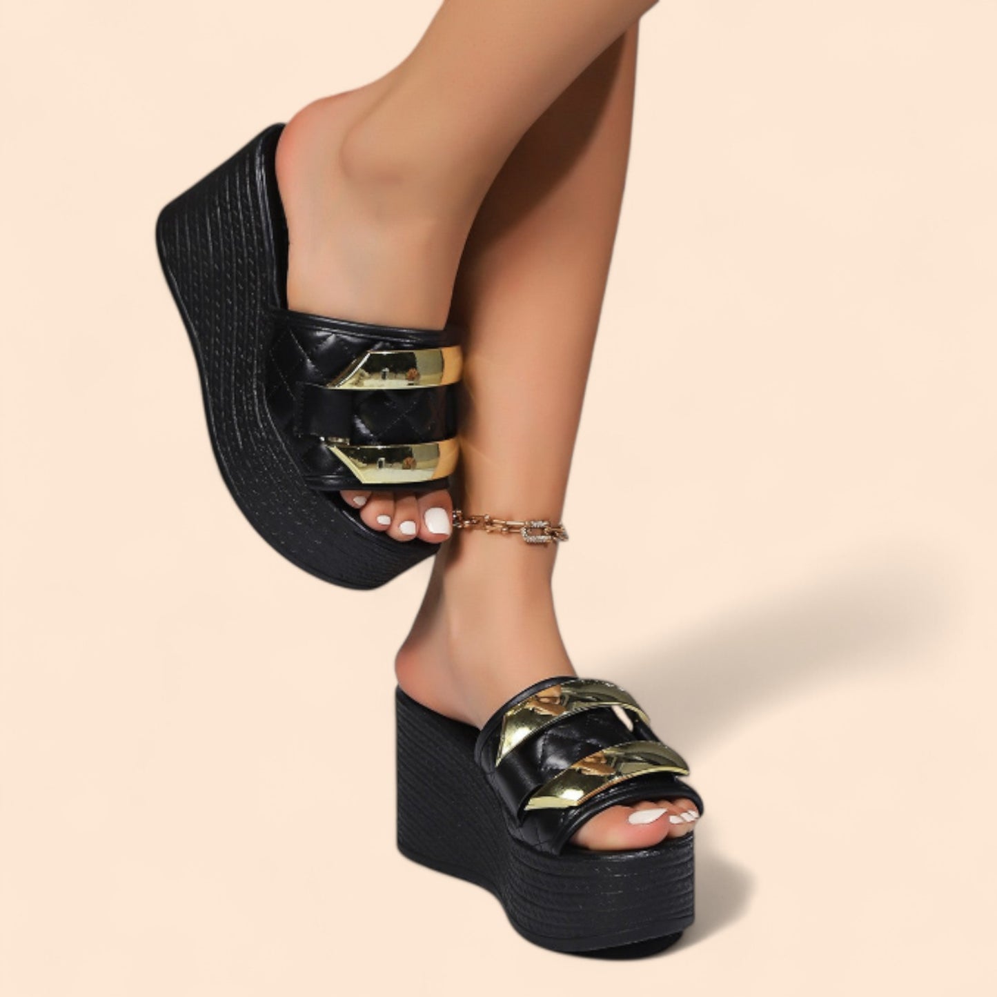 Chanclas Negras Plataforma Glam Majesty