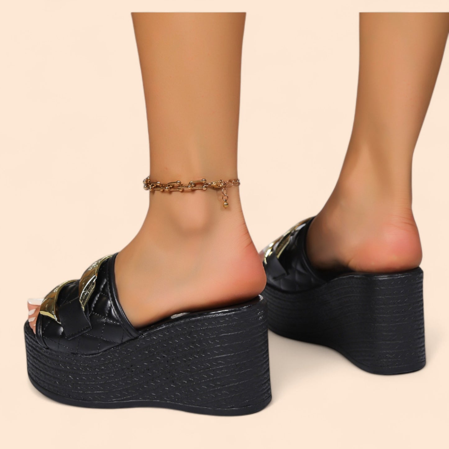 Chanclas Negras Plataforma Glam Majesty