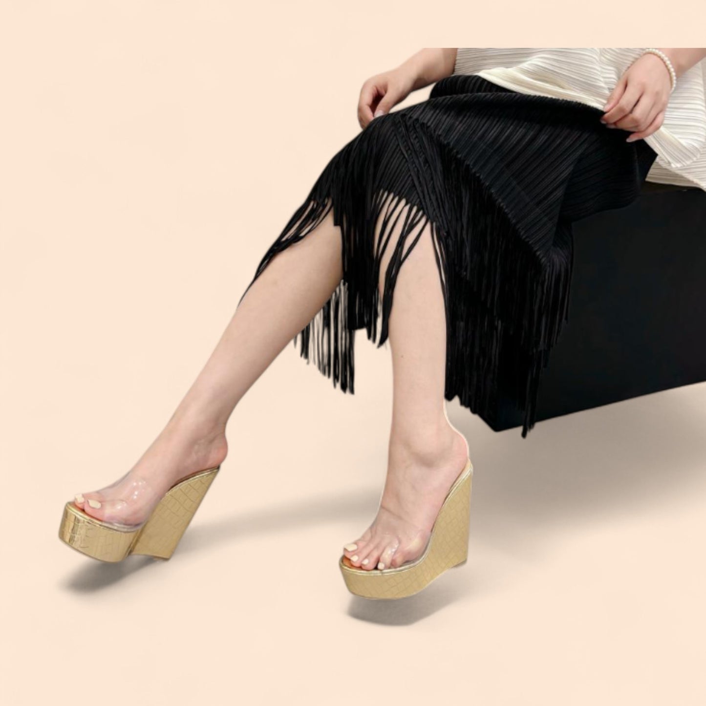 Sandalias Doradas Plataforma Luna Pop