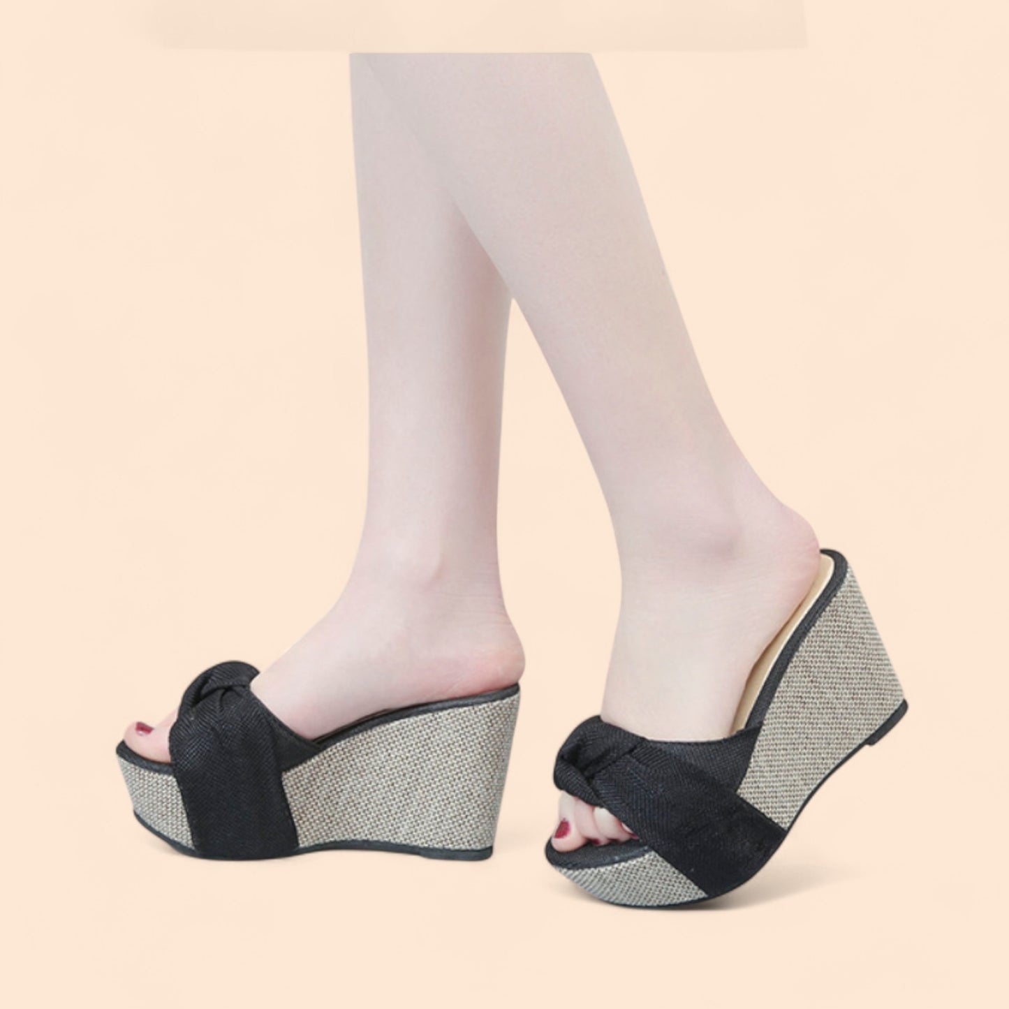 Sandalias Negras Plataforma Aura Natural