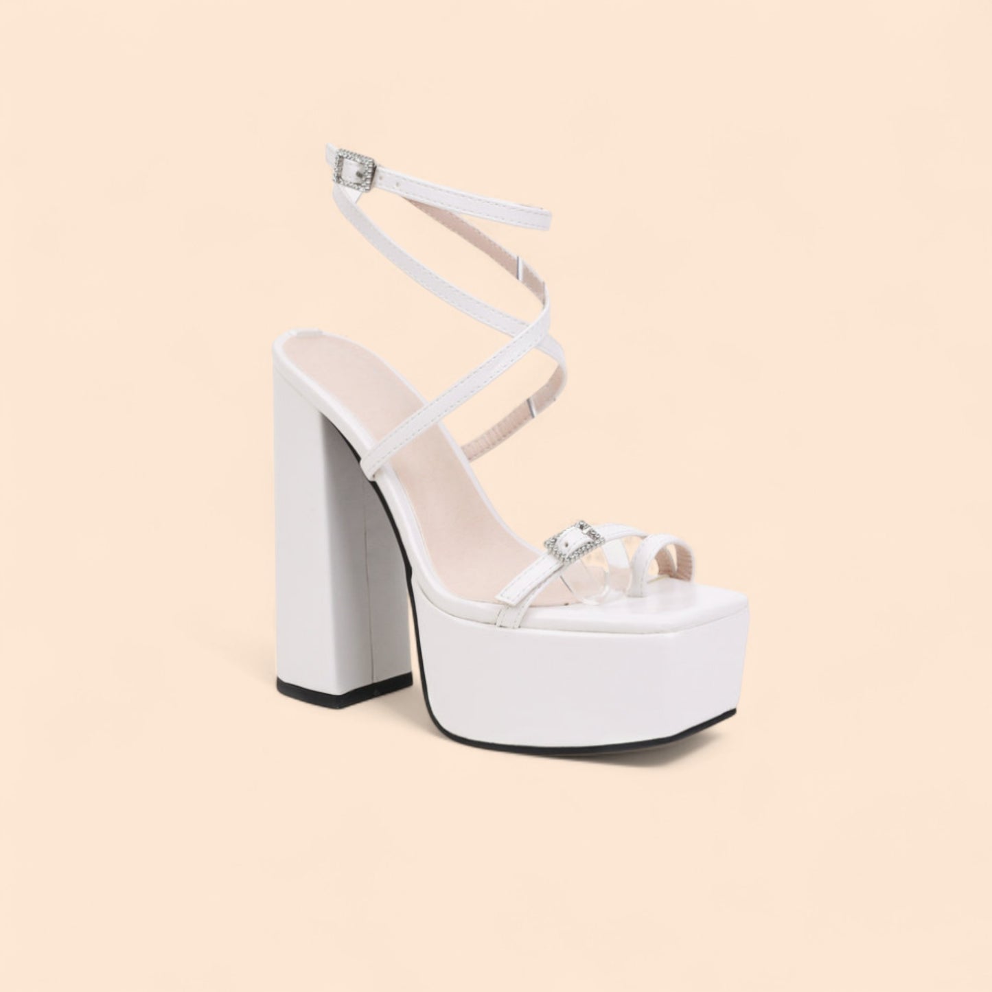 Sandalias Plataforma Blancas Divina Altura