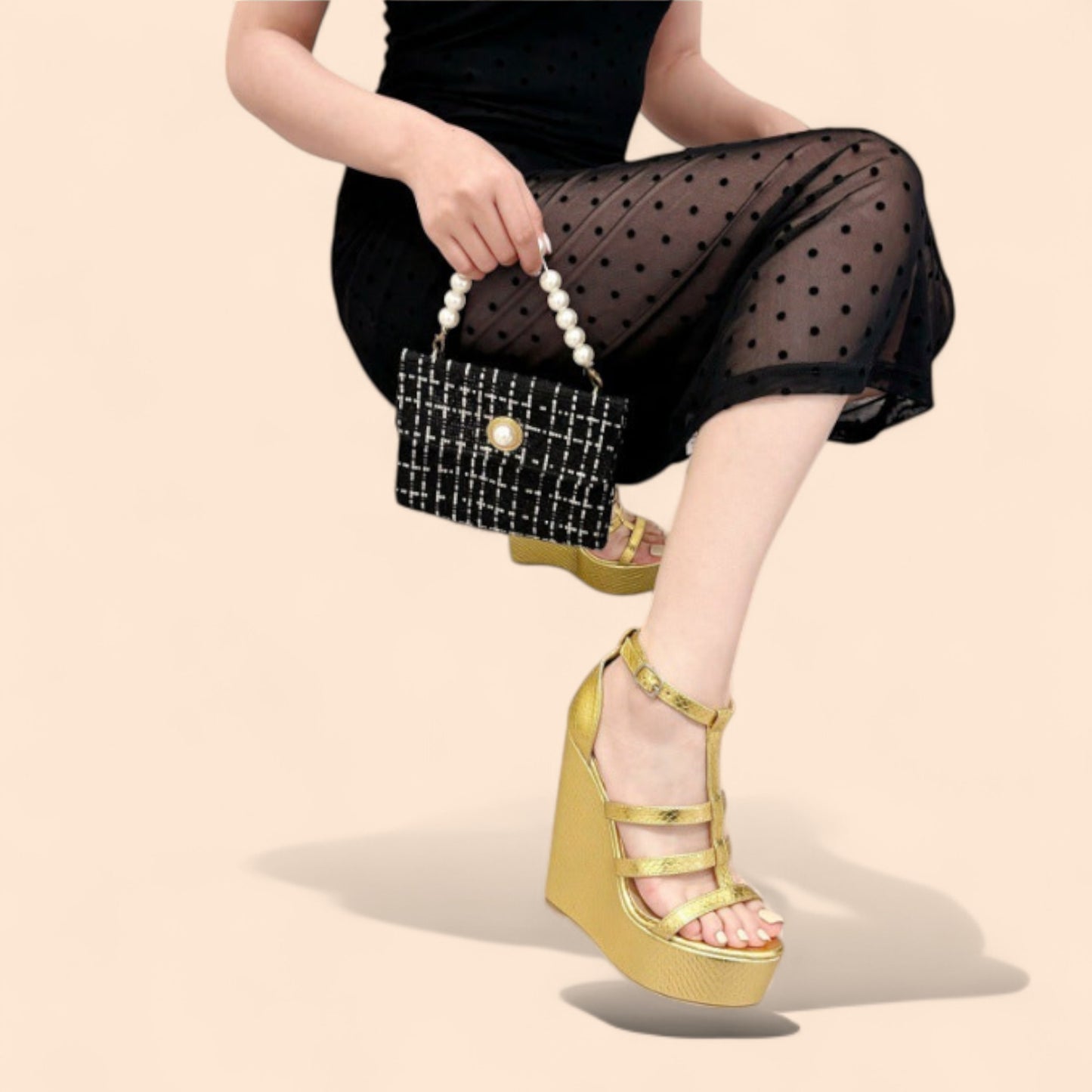 Sandalias Doradas Plataforma Oro Supremo