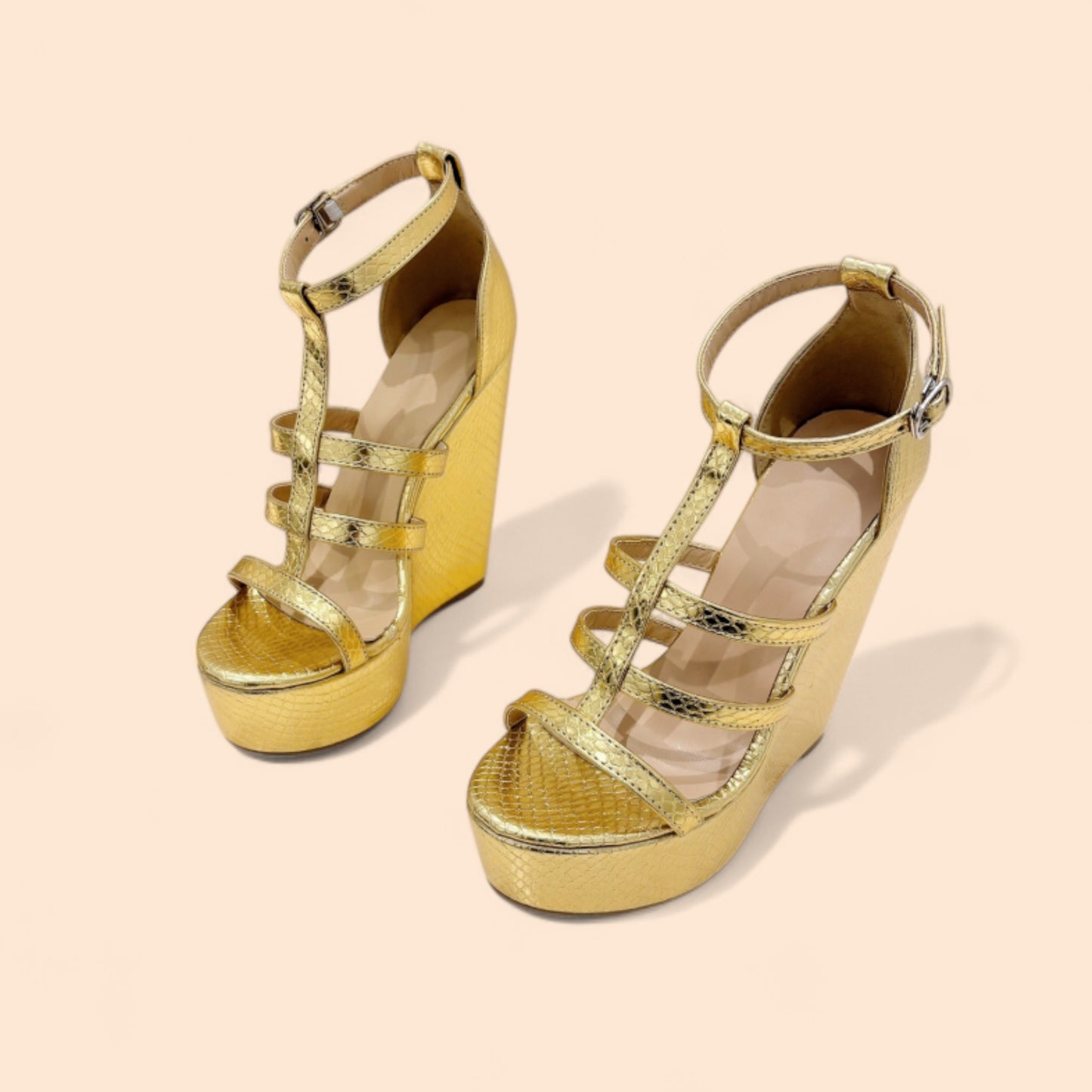 Sandalias Doradas Plataforma Oro Supremo