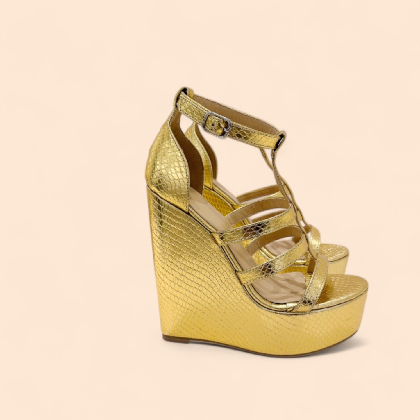 Sandalias Doradas Plataforma Oro Supremo