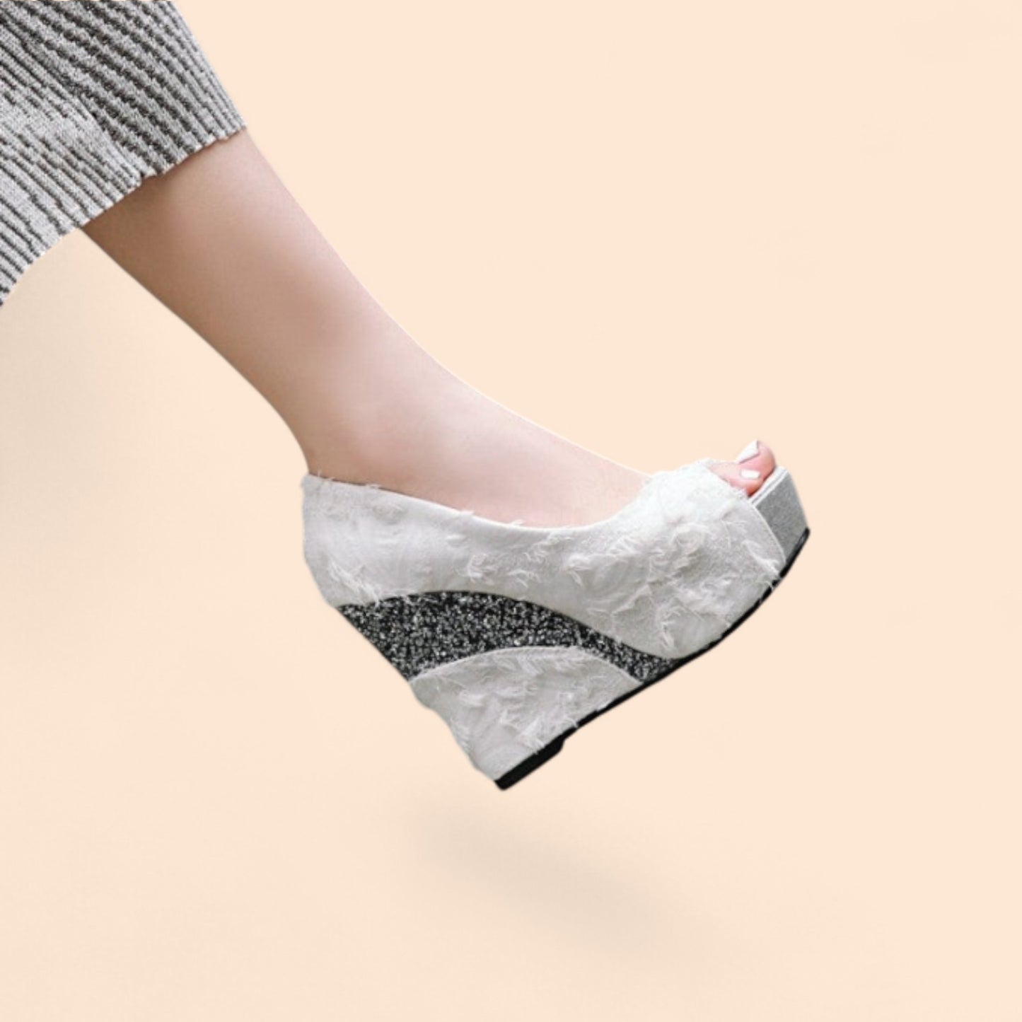Sandalias Novia Plataforma Brillo Nupcial
