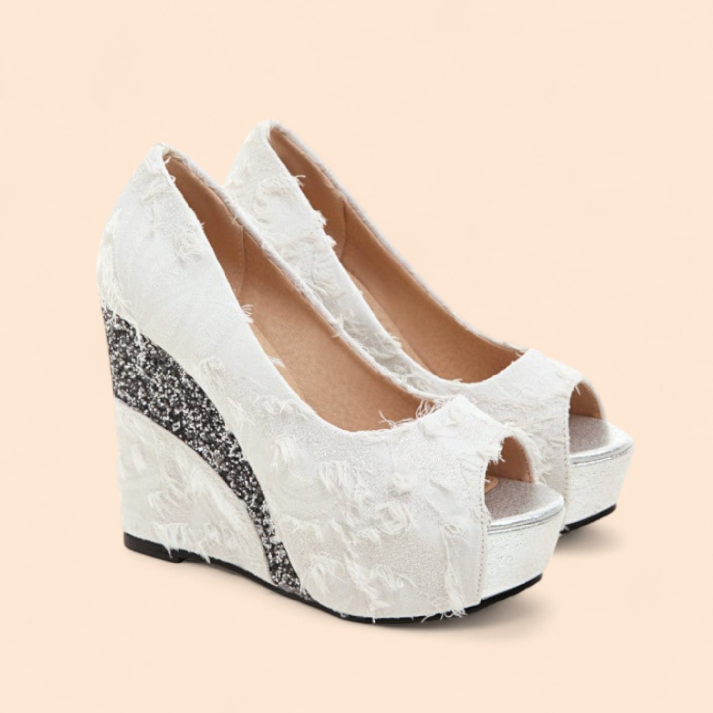 Sandalias Novia Plataforma Brillo Nupcial