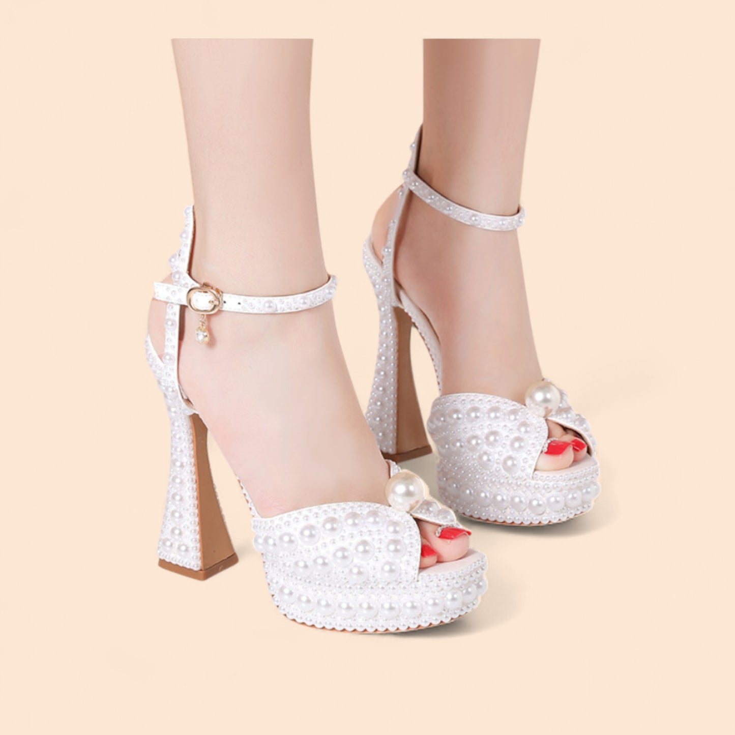 Sandalias Novia Plataforma Reina de Perlas