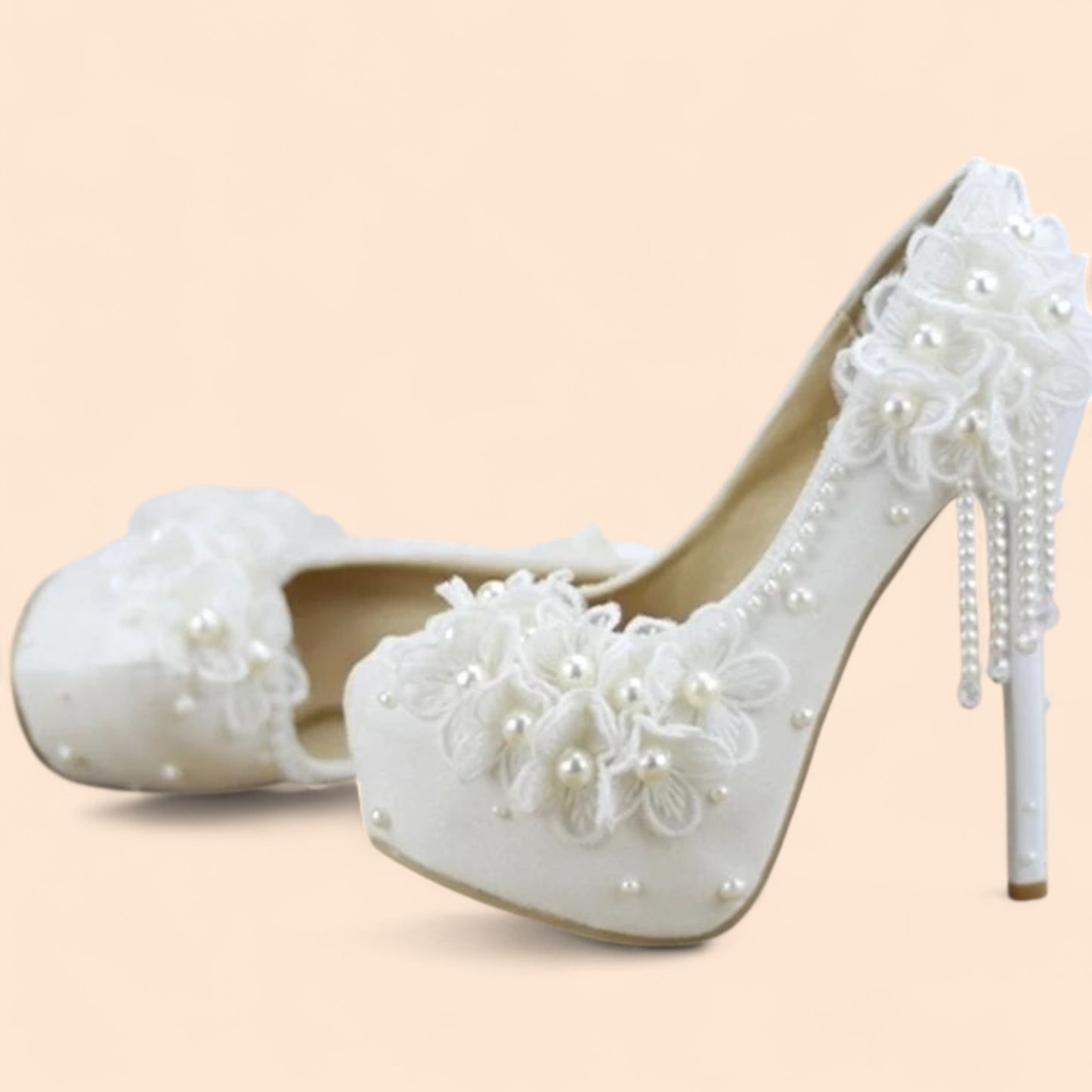 Sandalias Novia Plataforma Perla Real