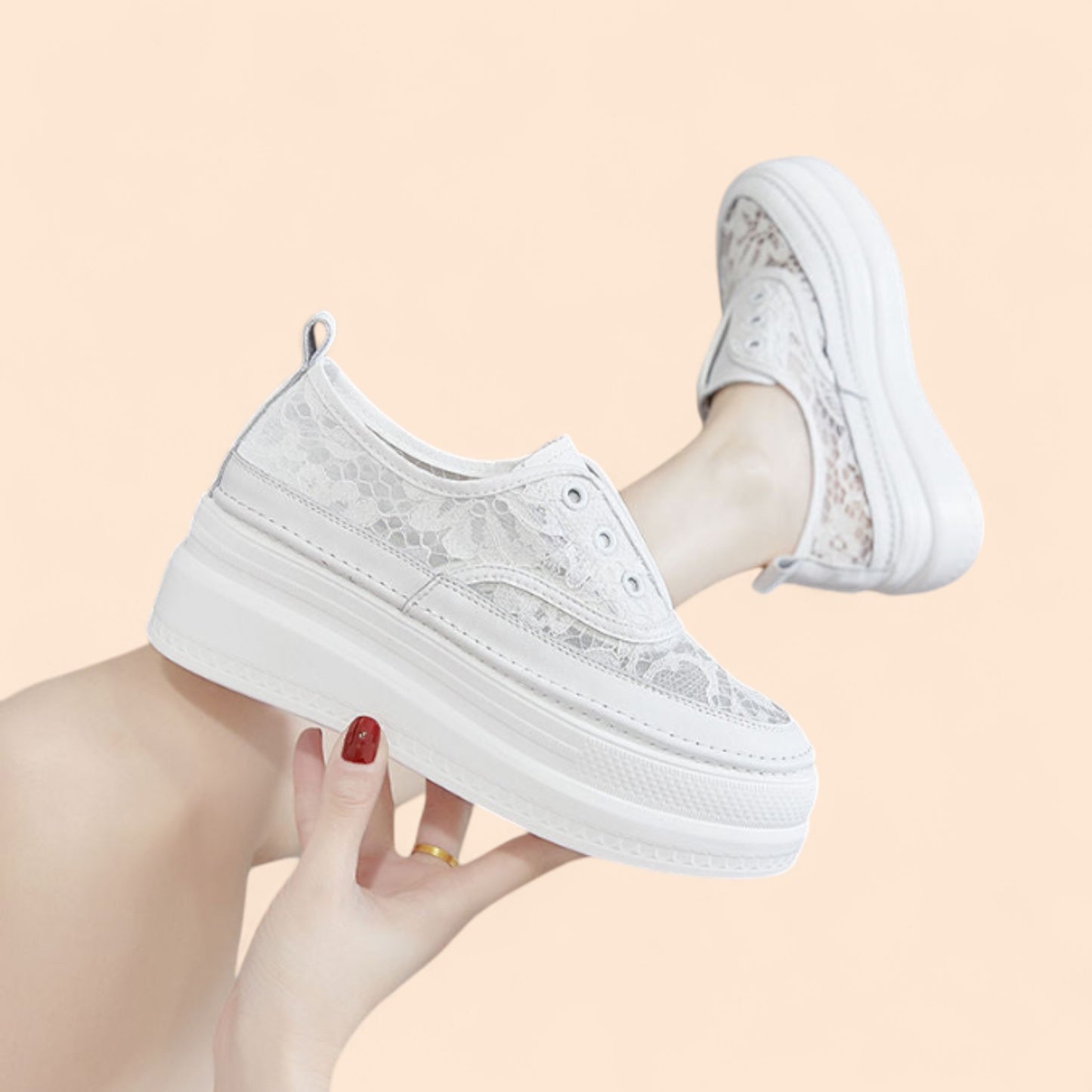 Zapatos de Novia Cómodos con Plataforma Blanca Pasión