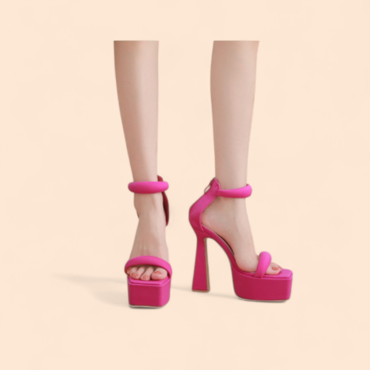 Sandalias Rosas Plataforma Alta Seducción