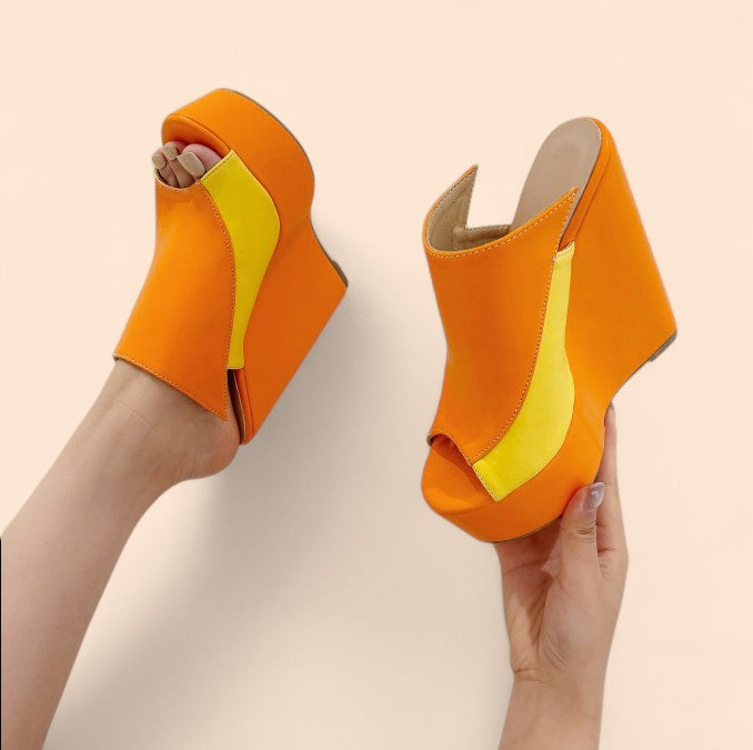 Sandalias Naranjas Plataforma Fuego Tropical