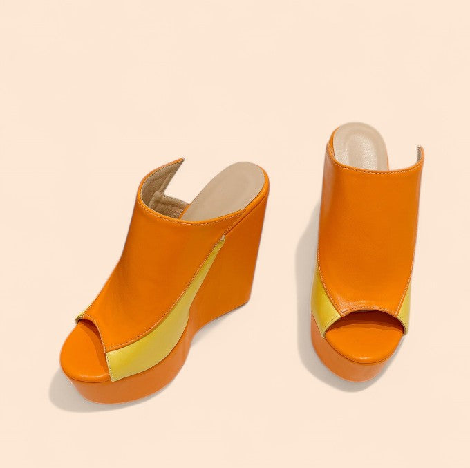 Sandalias Naranjas Plataforma Fuego Tropical
