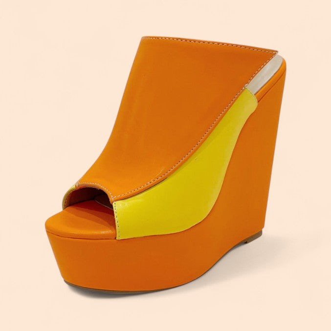 Sandalias Naranjas Plataforma Fuego Tropical