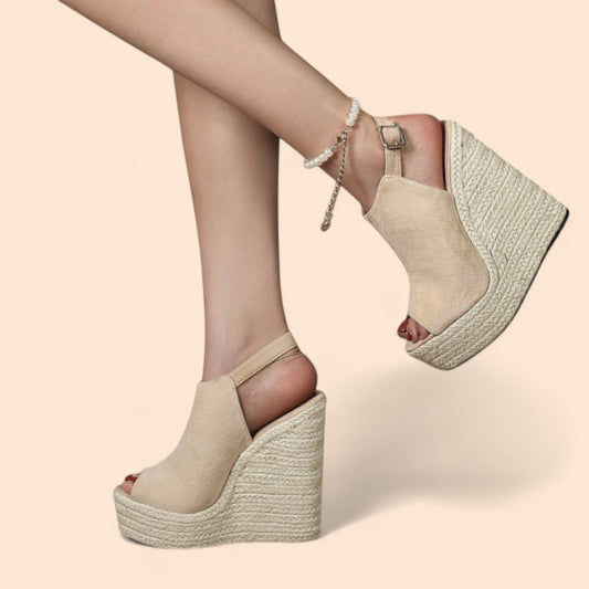 Sandalias Plataforma Beige Marbella