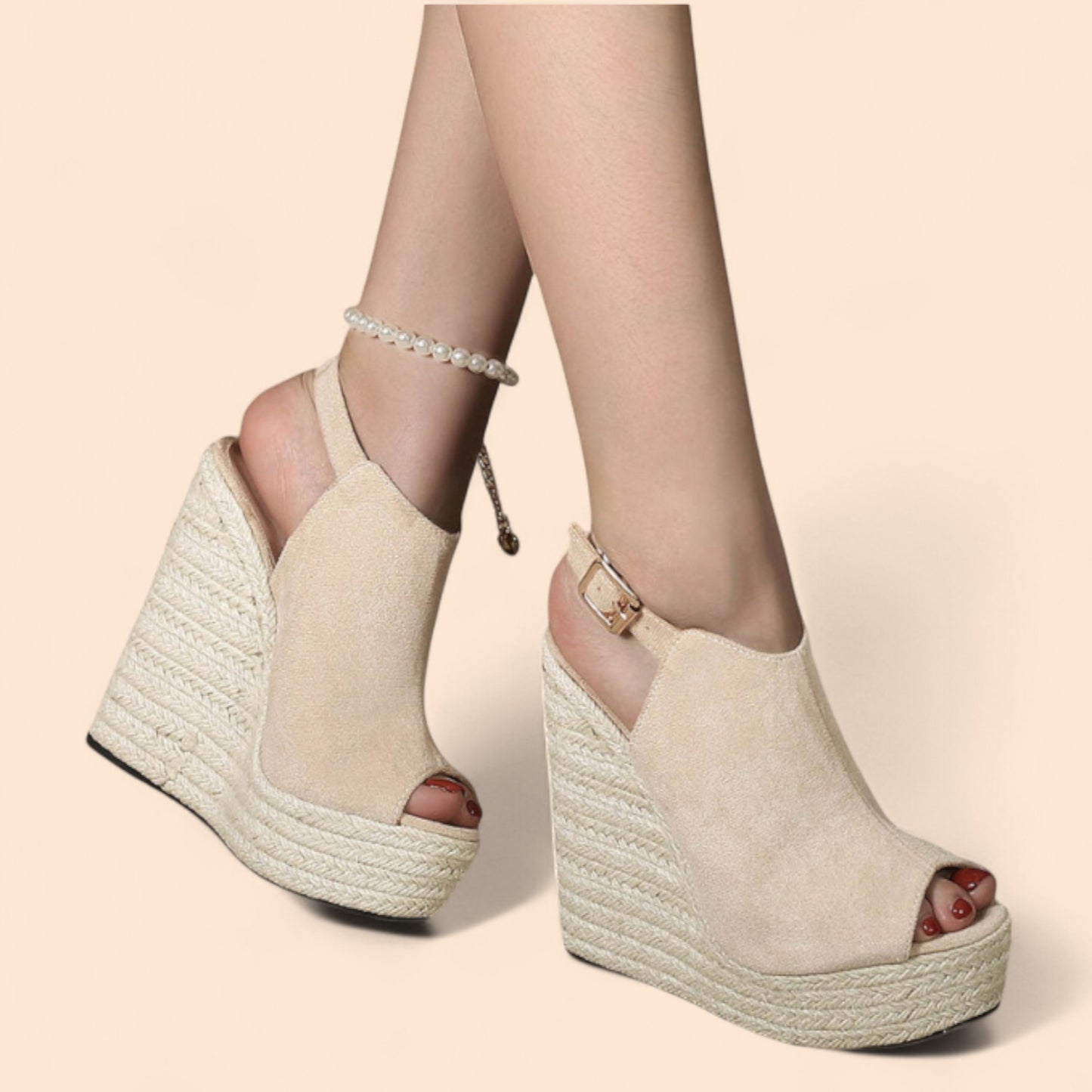 Sandalias Plataforma Beige Marbella