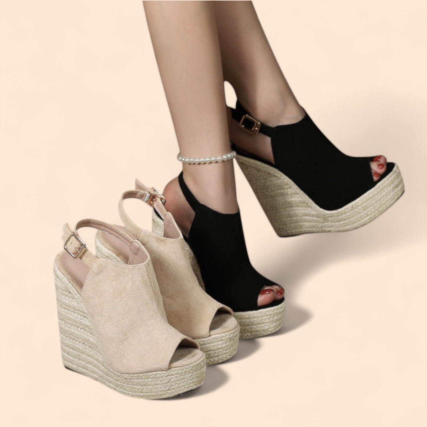 Sandalias Plataforma Beige Marbella