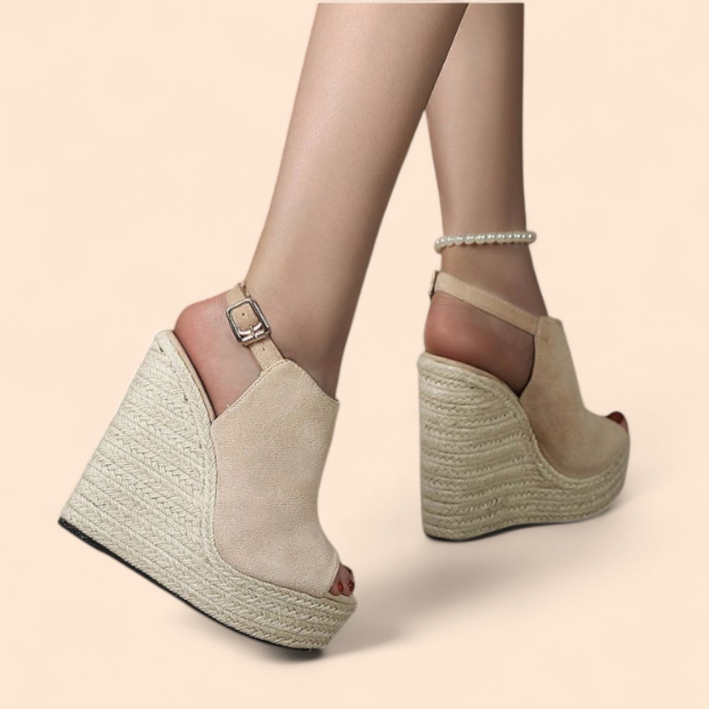 Sandalias Plataforma Beige Marbella