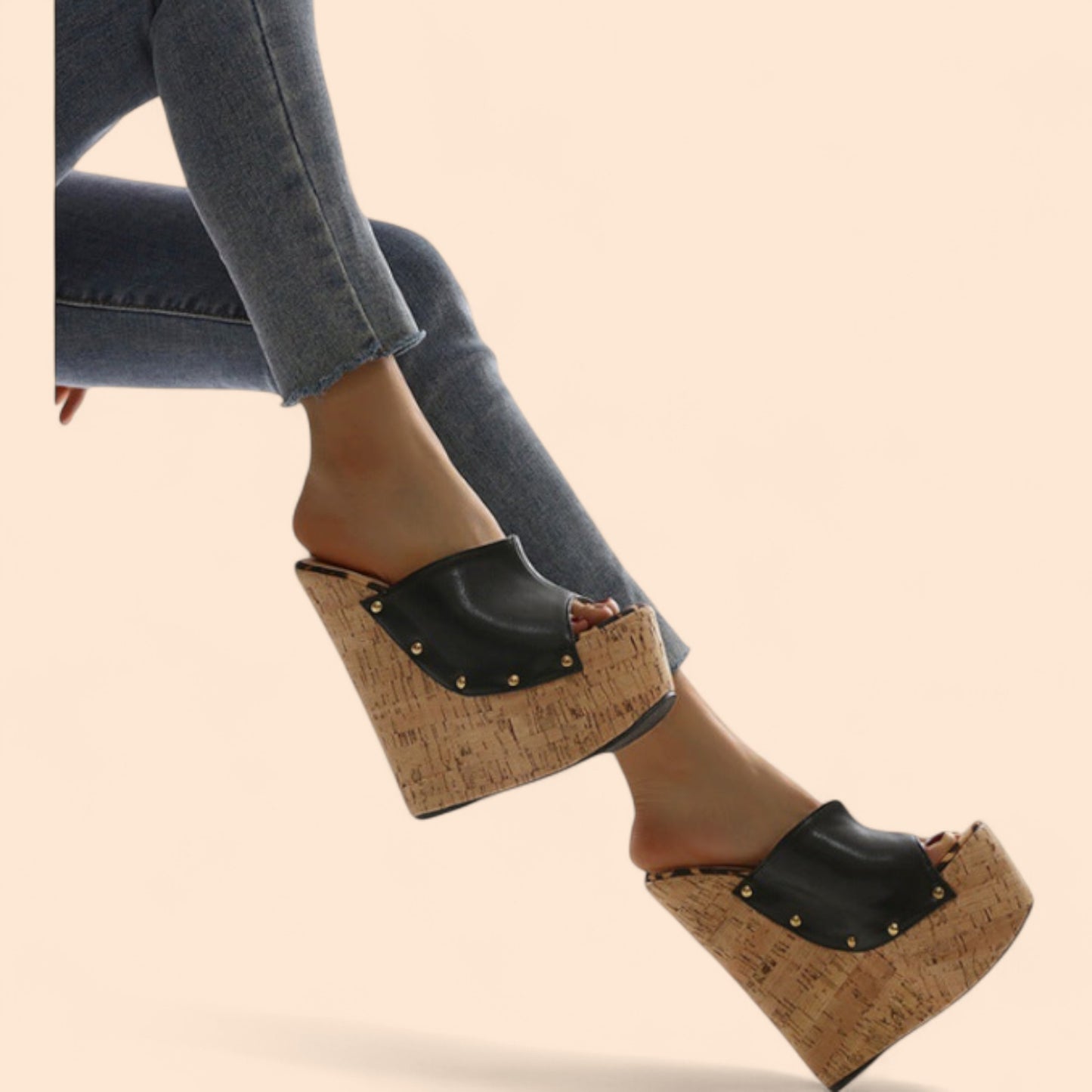 Sandalias Negras Plataforma Altanera