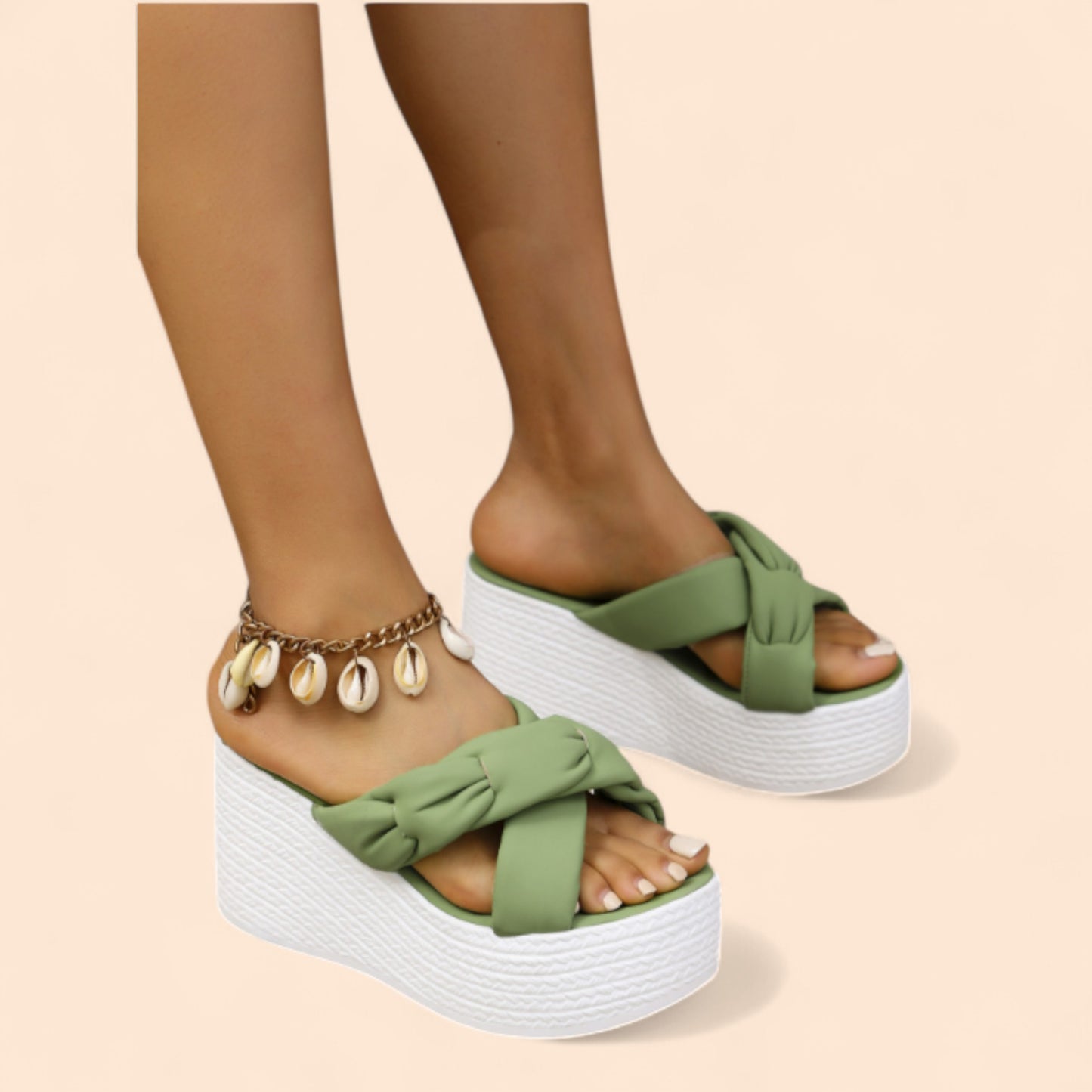 Chanclas Con Plataforma Verdes Pasos con Altura