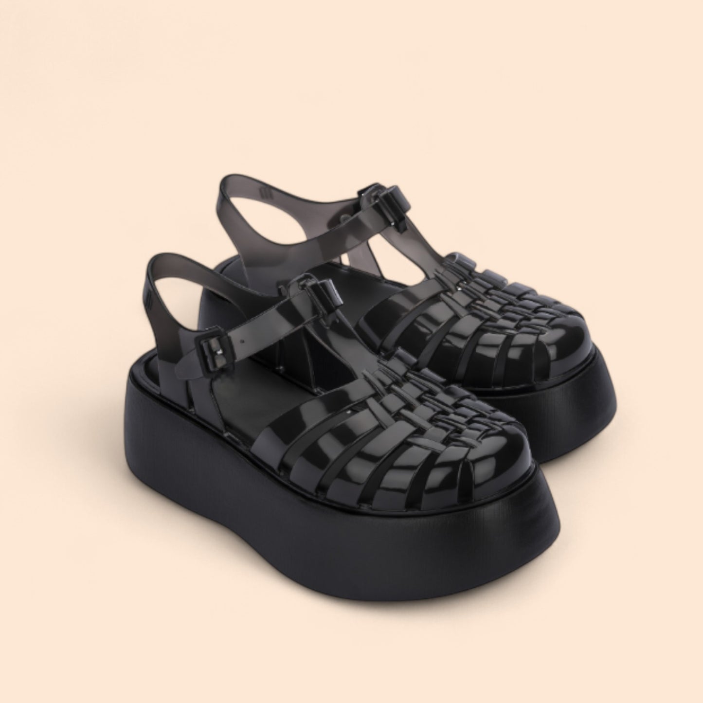 Black Urban Flow Platform Sandals