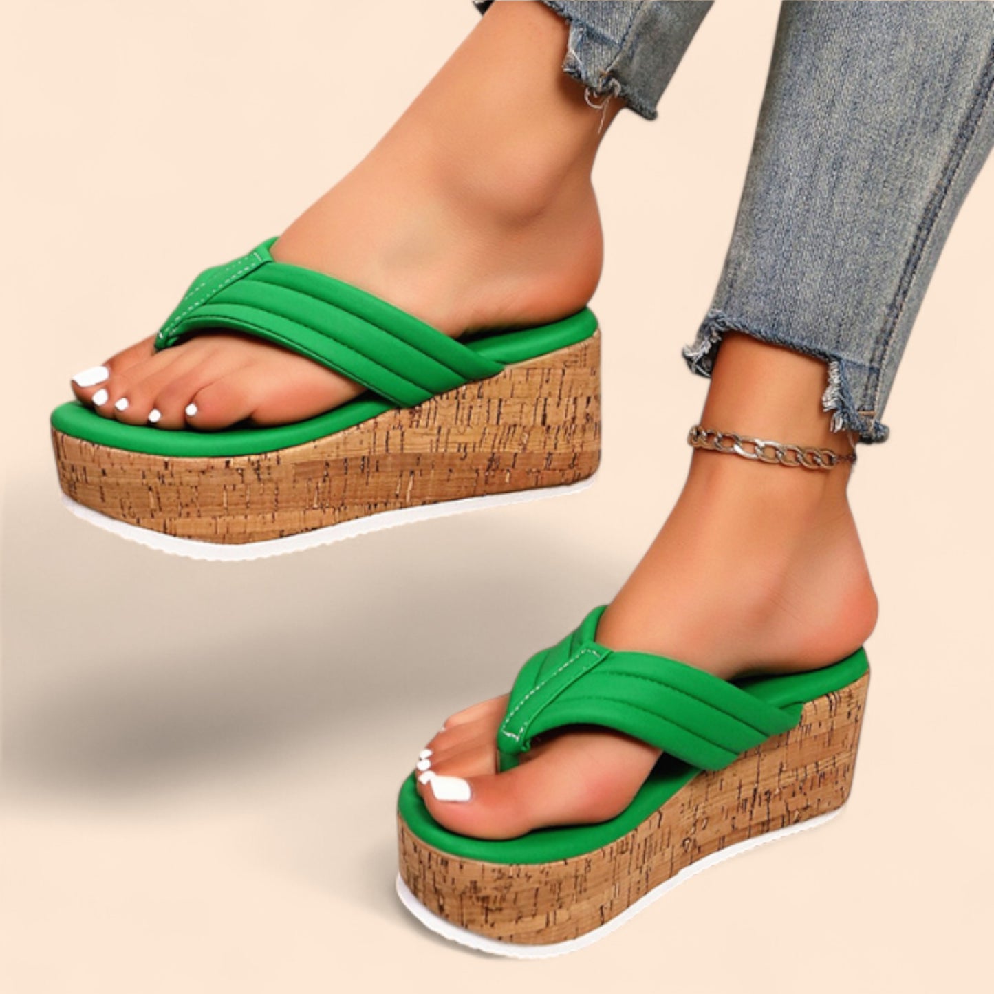 Chanclas Con Plataforma Verdes Summer Vibes