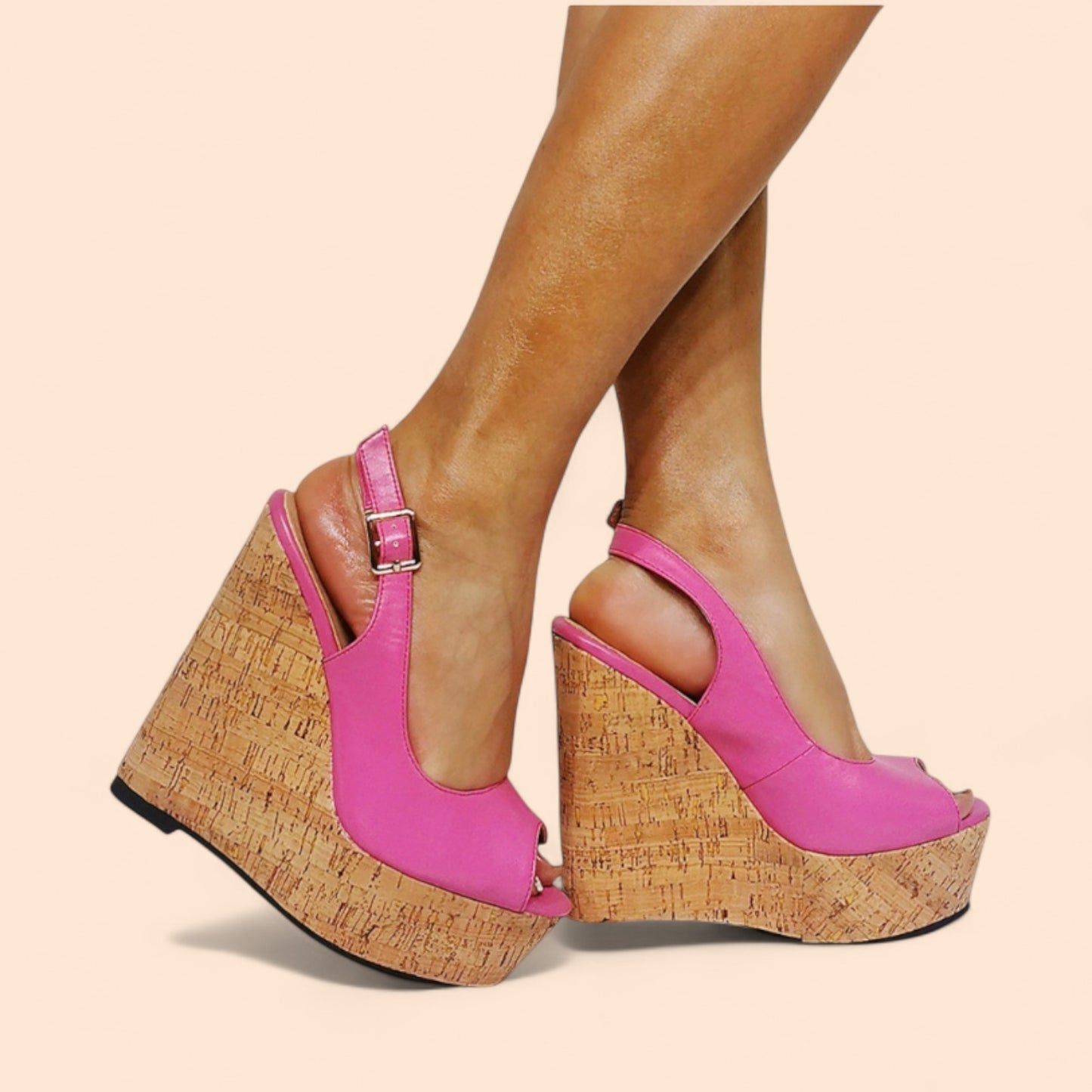 Sandalias Rosas Plataforma Linea Elegante