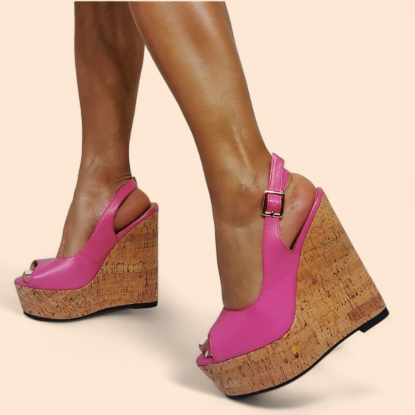 Sandalias Rosas Plataforma Linea Elegante