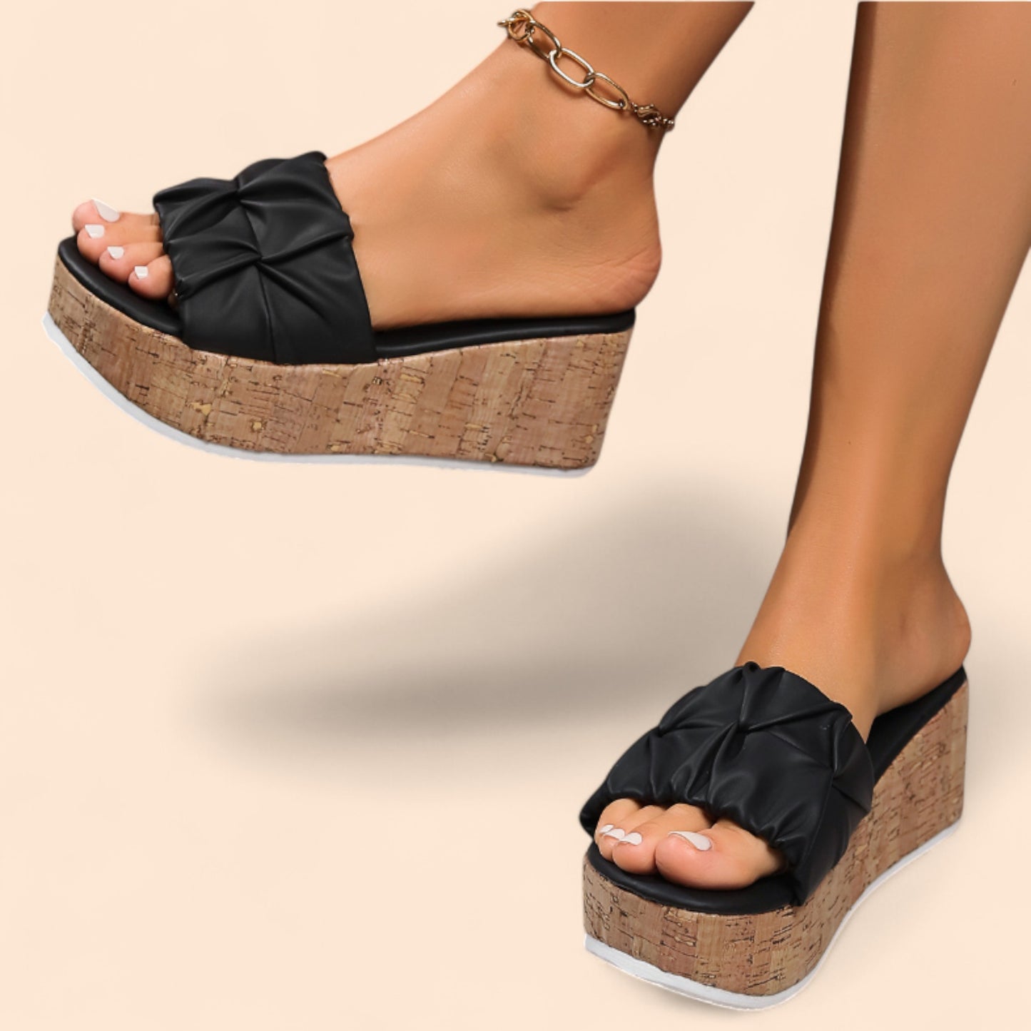 Chanclas Negras Plataforma Estilo Libre