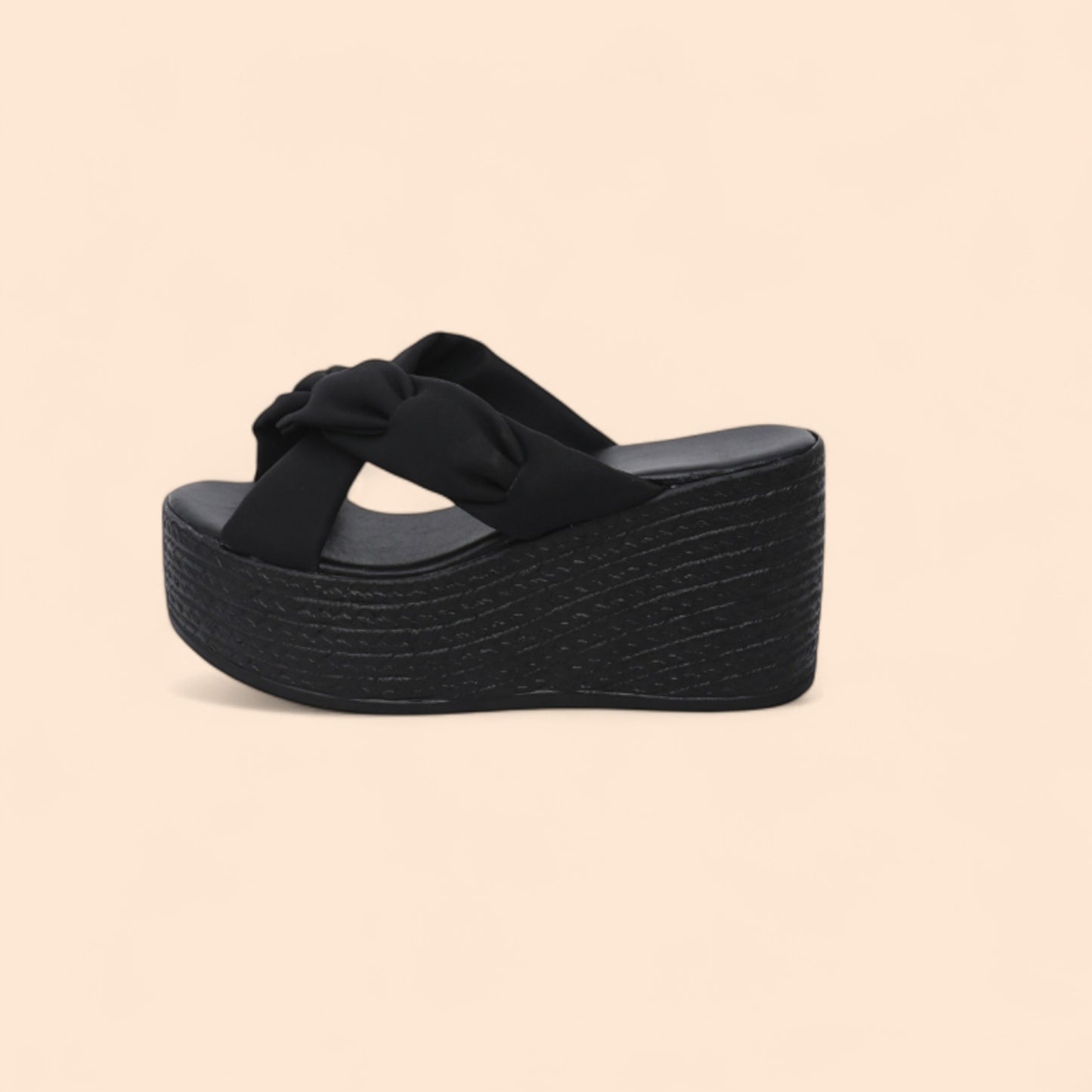 Chanclas Negras Plataforma Pasos con Altura