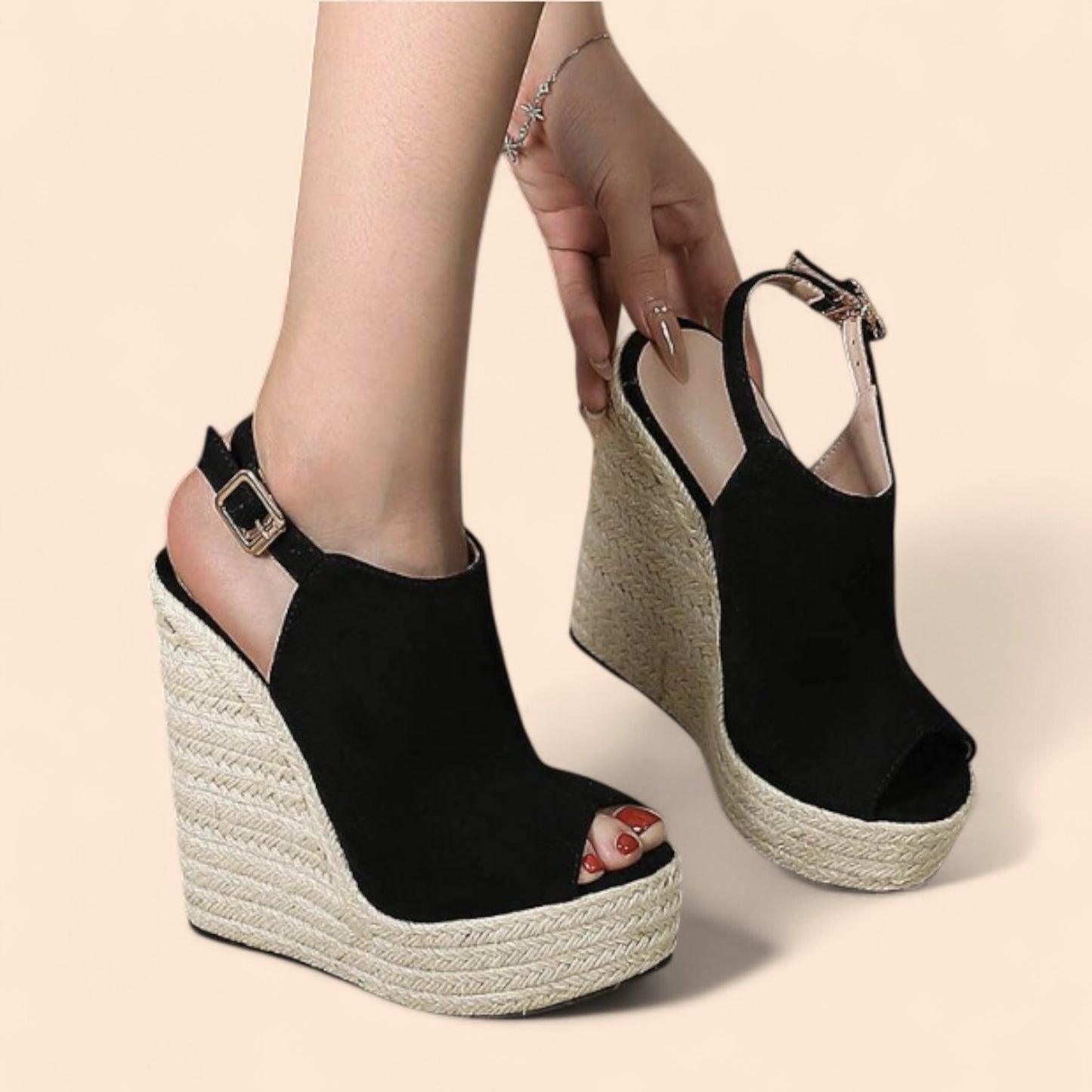 Sandalias Negras Plataforma Marbella
