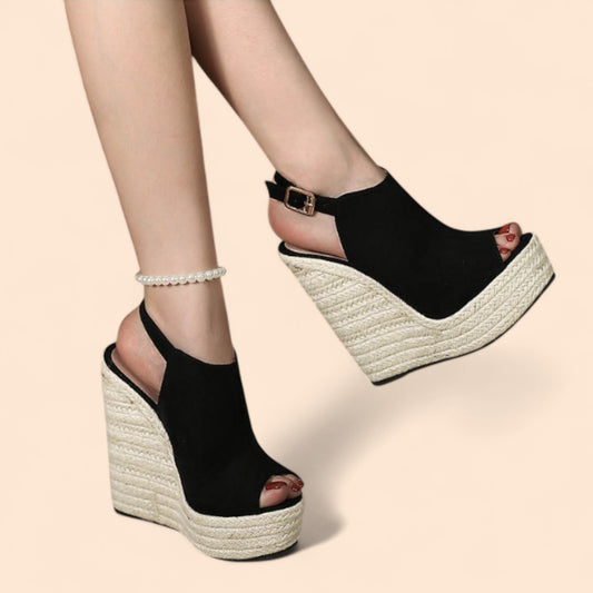 Sandalias Negras Plataforma Marbella