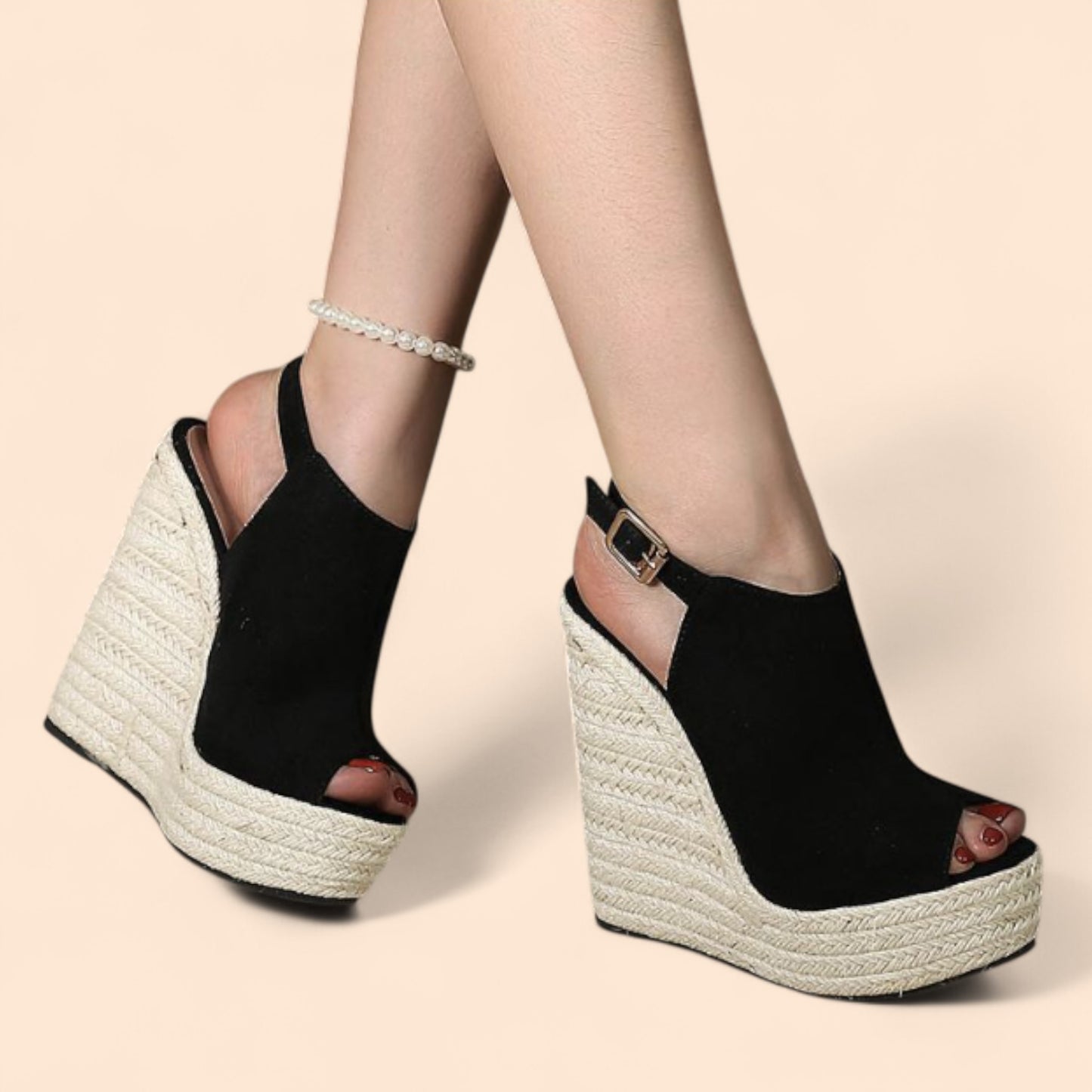 Sandalias Negras Plataforma Marbella