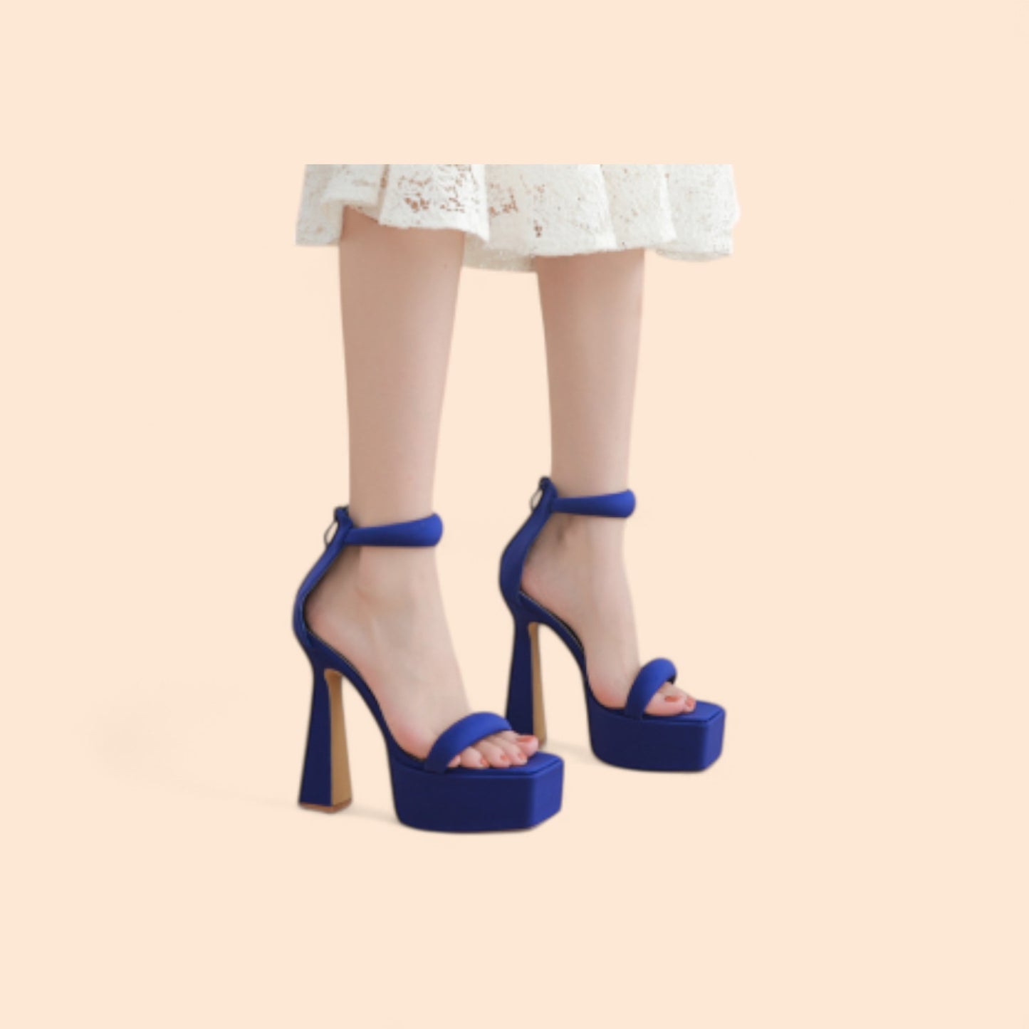 Sandalias Azules Plataforma Alta Seducción