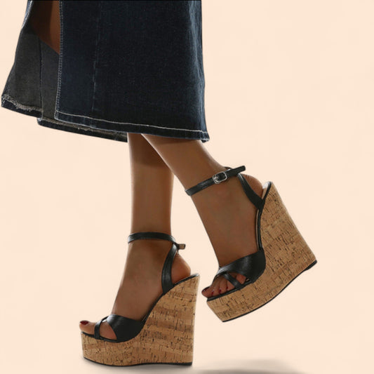 Sandalias Negras Plataforma Elegancia Extrema