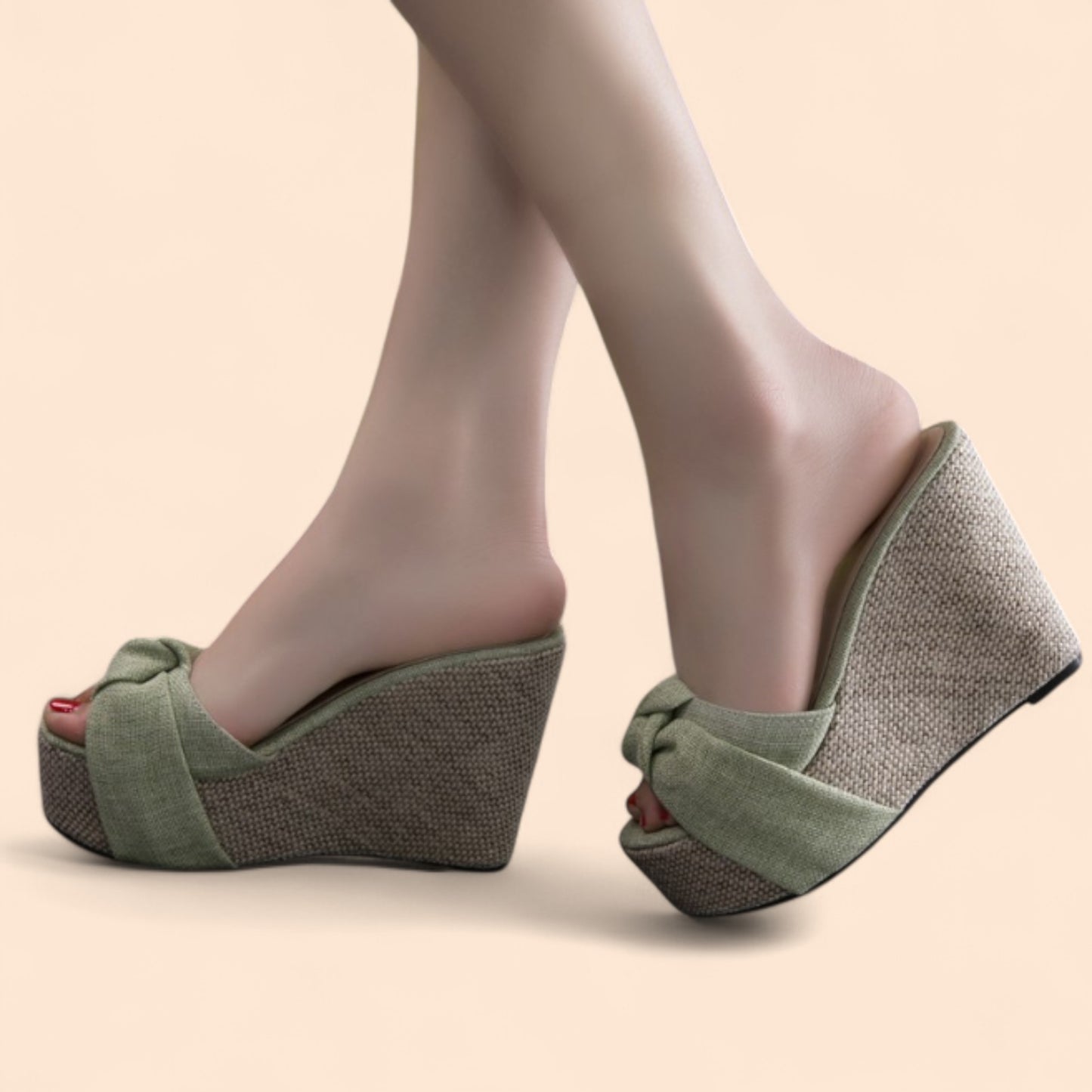 Sandalias Plataforma Verdes Aura Natural