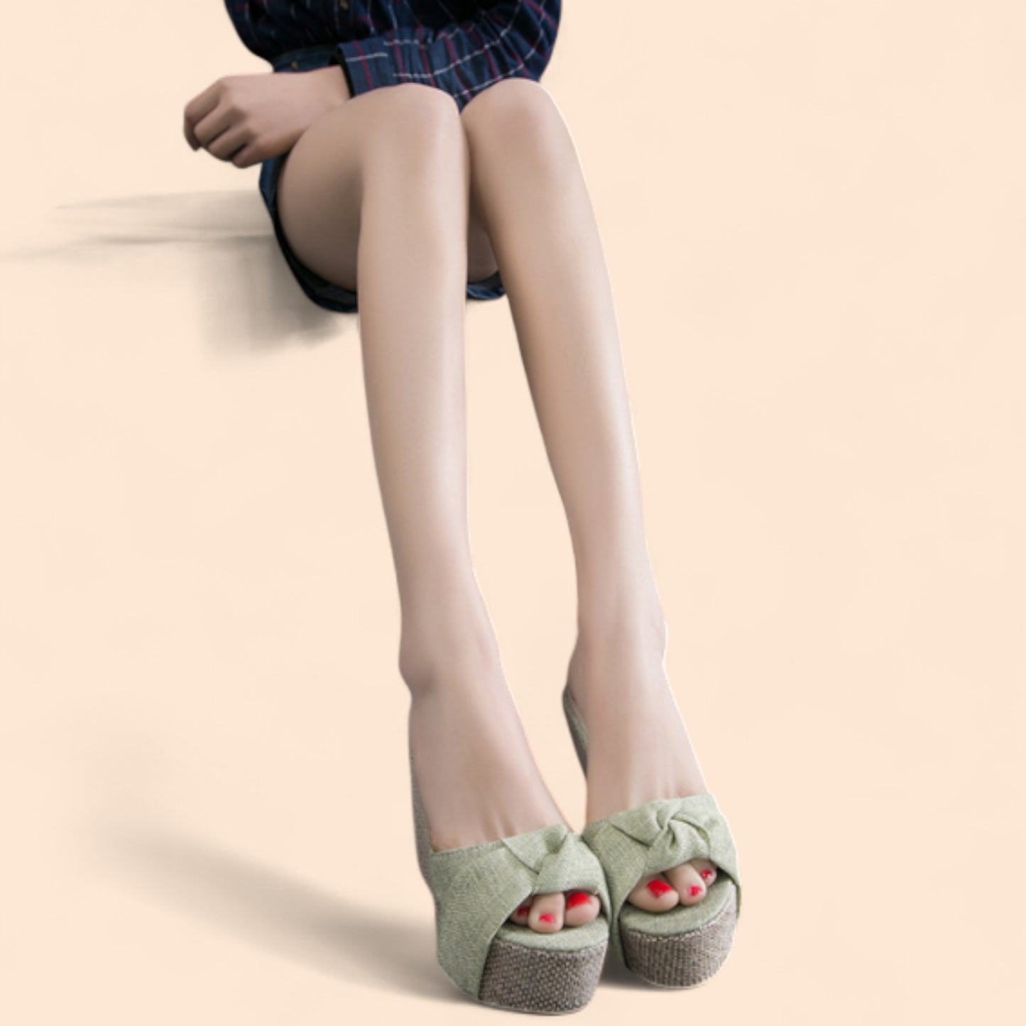 Sandalias Plataforma Verdes Aura Natural