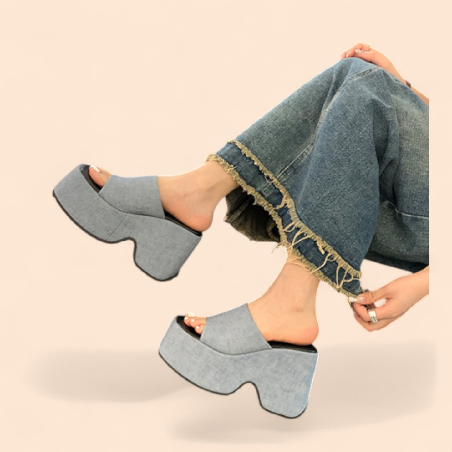 Sandalias Azules Plataforma Marina Retro