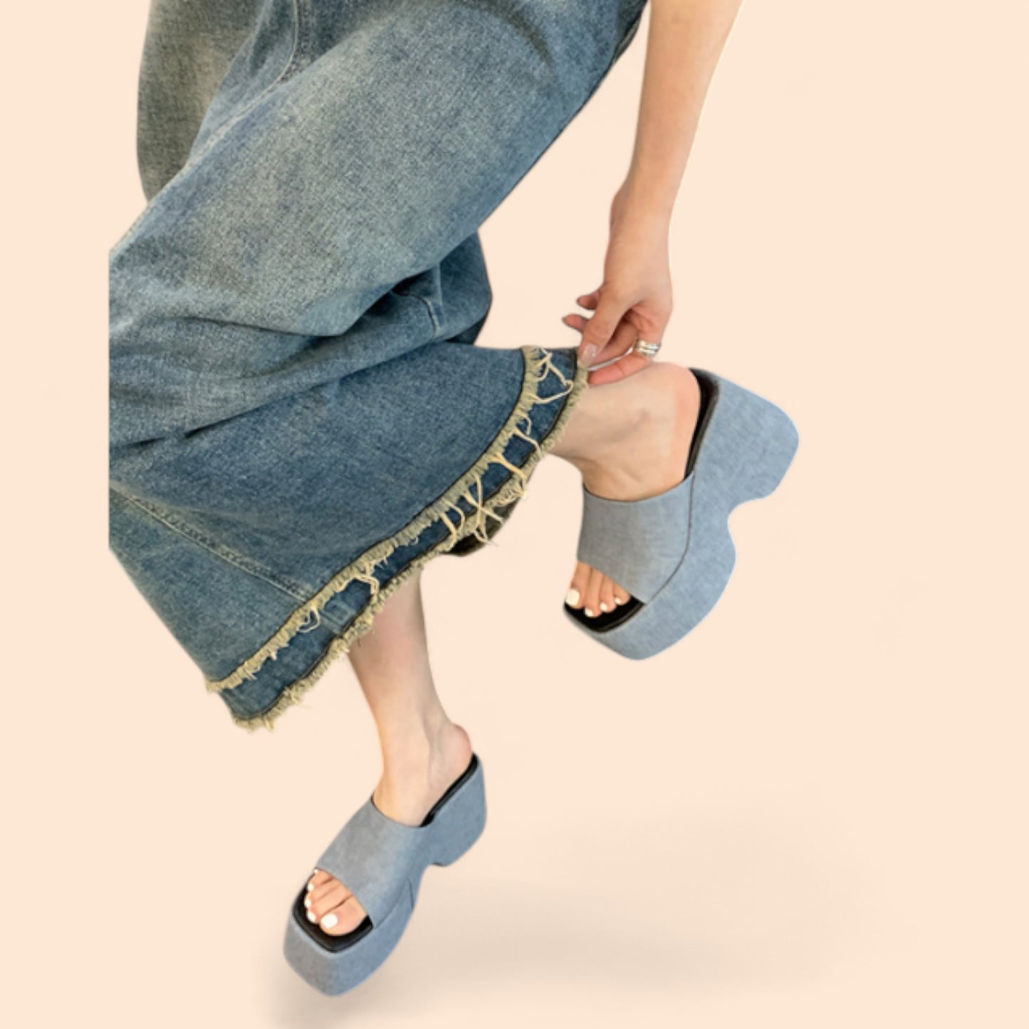 Sandalias Azules Plataforma Marina Retro