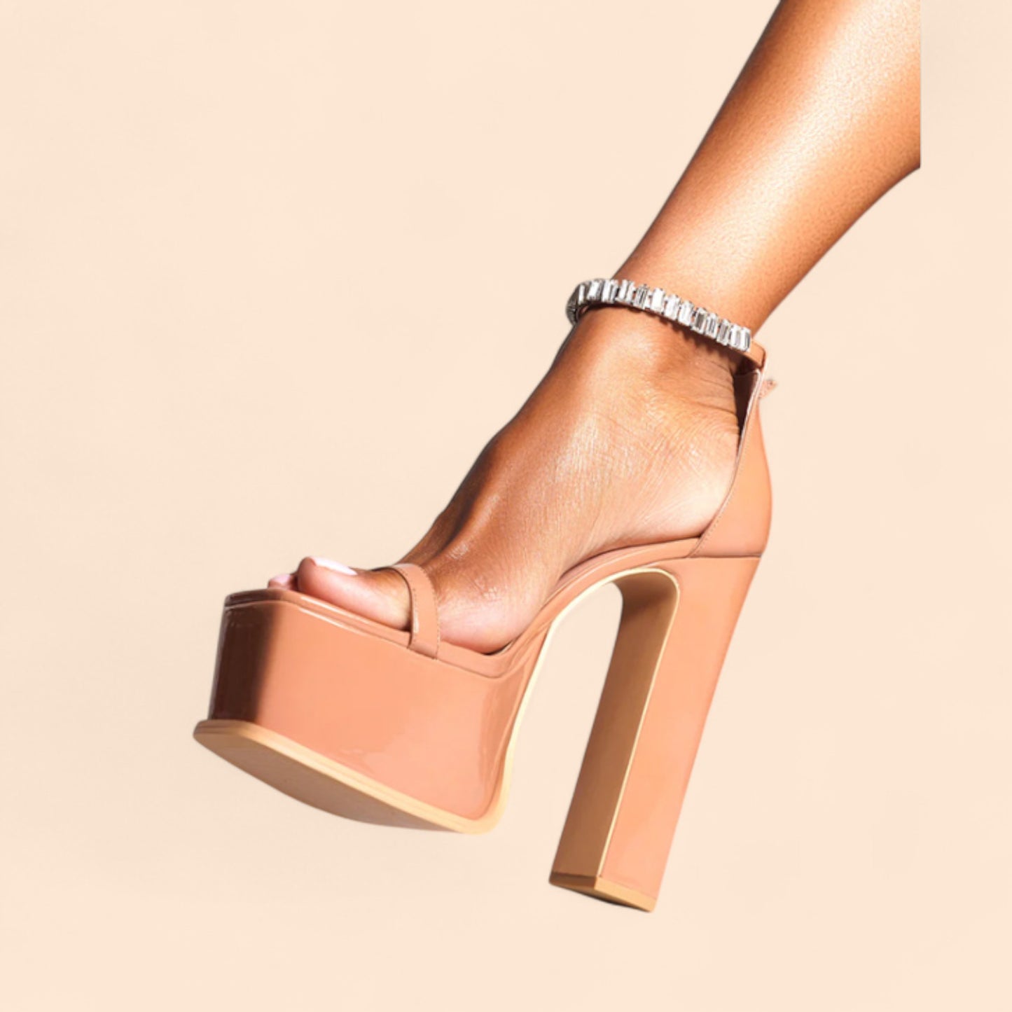 Sandalias Marrones Plataforma Canela Brillante