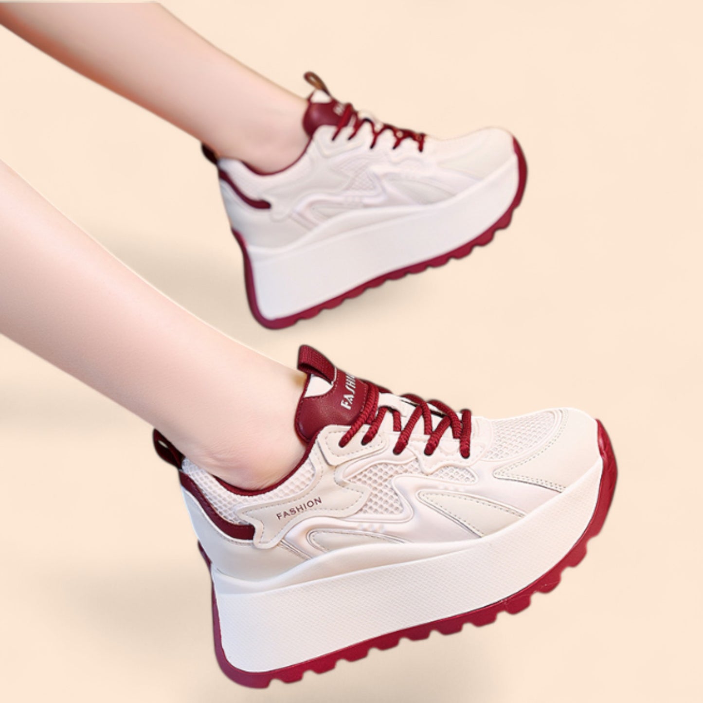 Zapatillas Rojas Mujer Plataforma Rubí Activo