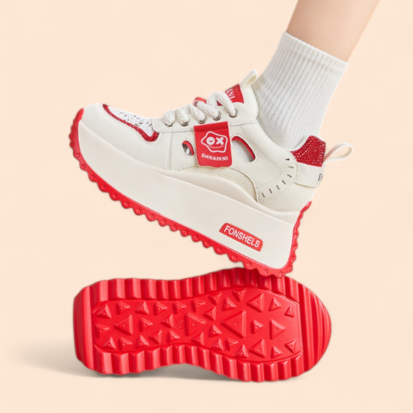 Zapatillas Rojas Mujer Plataforma Roja Dinámica