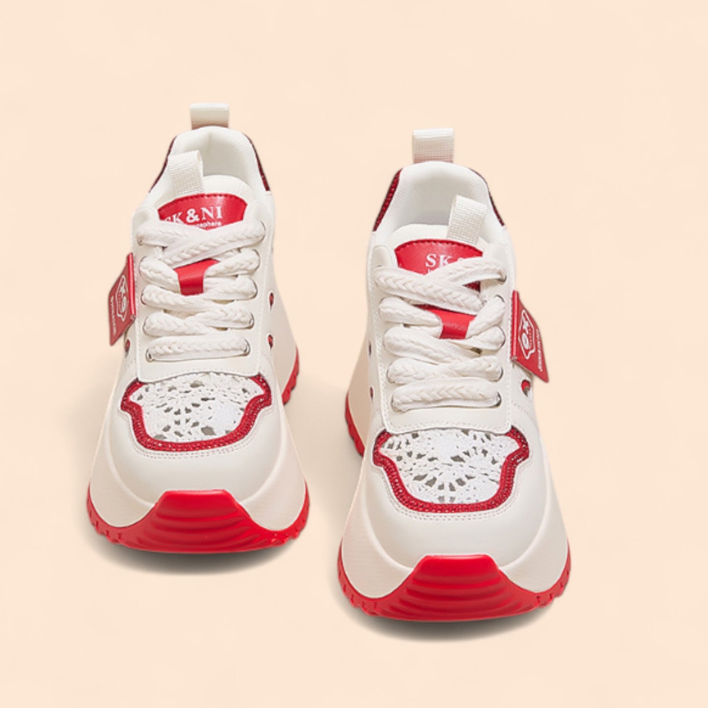 Zapatillas Rojas Mujer Plataforma Roja Dinámica