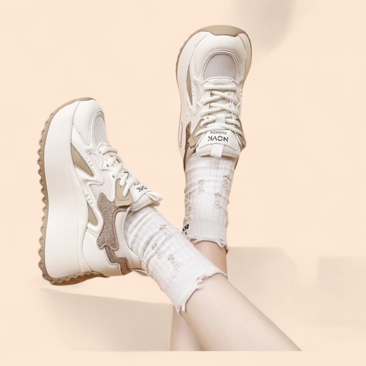 Zapatillas Beige Plataforma Arena Urbana