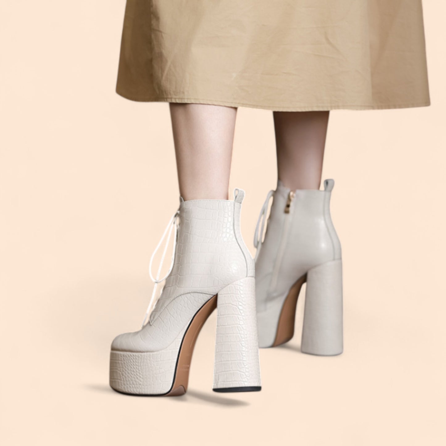 Botines Plataforma Beige Arena Fierce