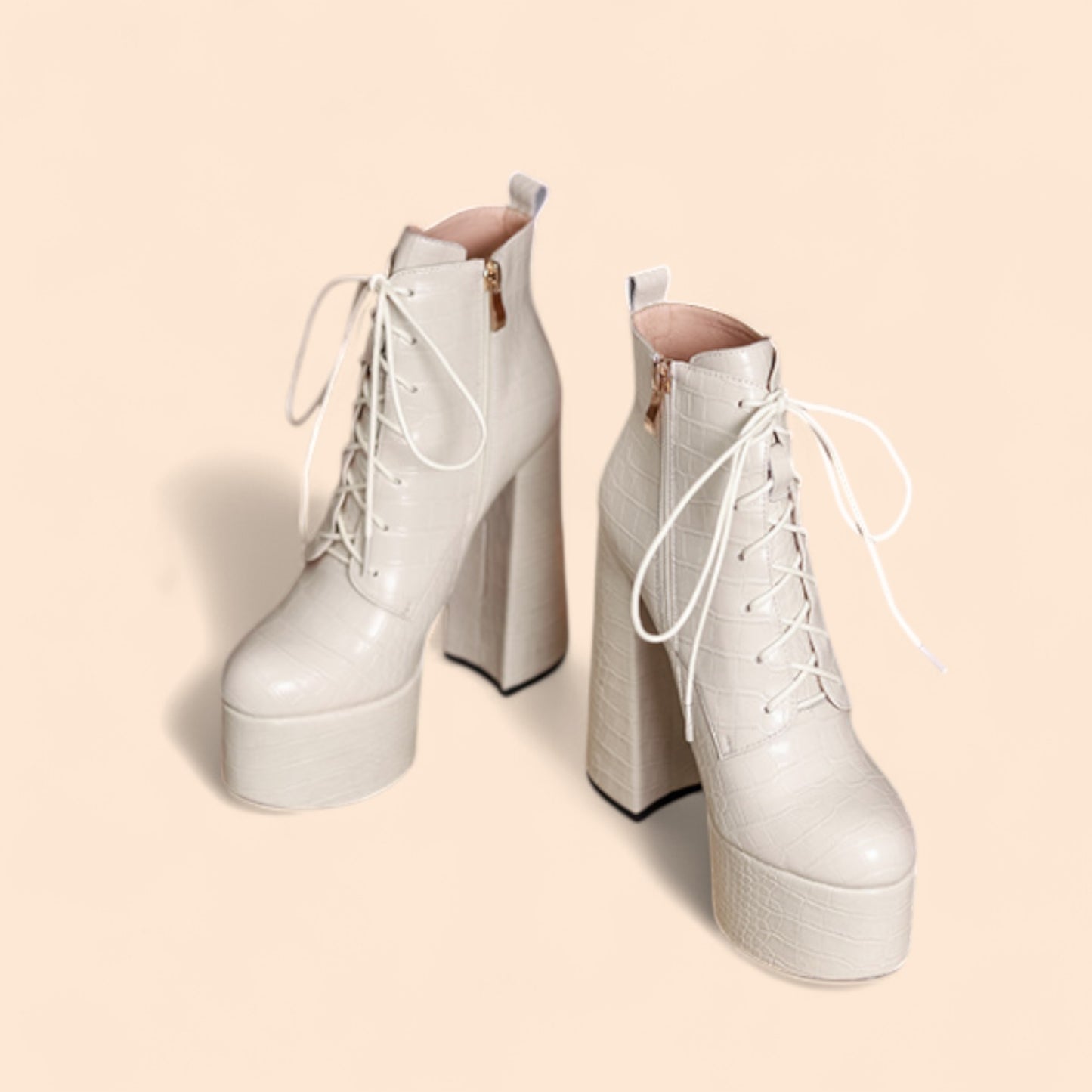 Botines Plataforma Beige Arena Fierce