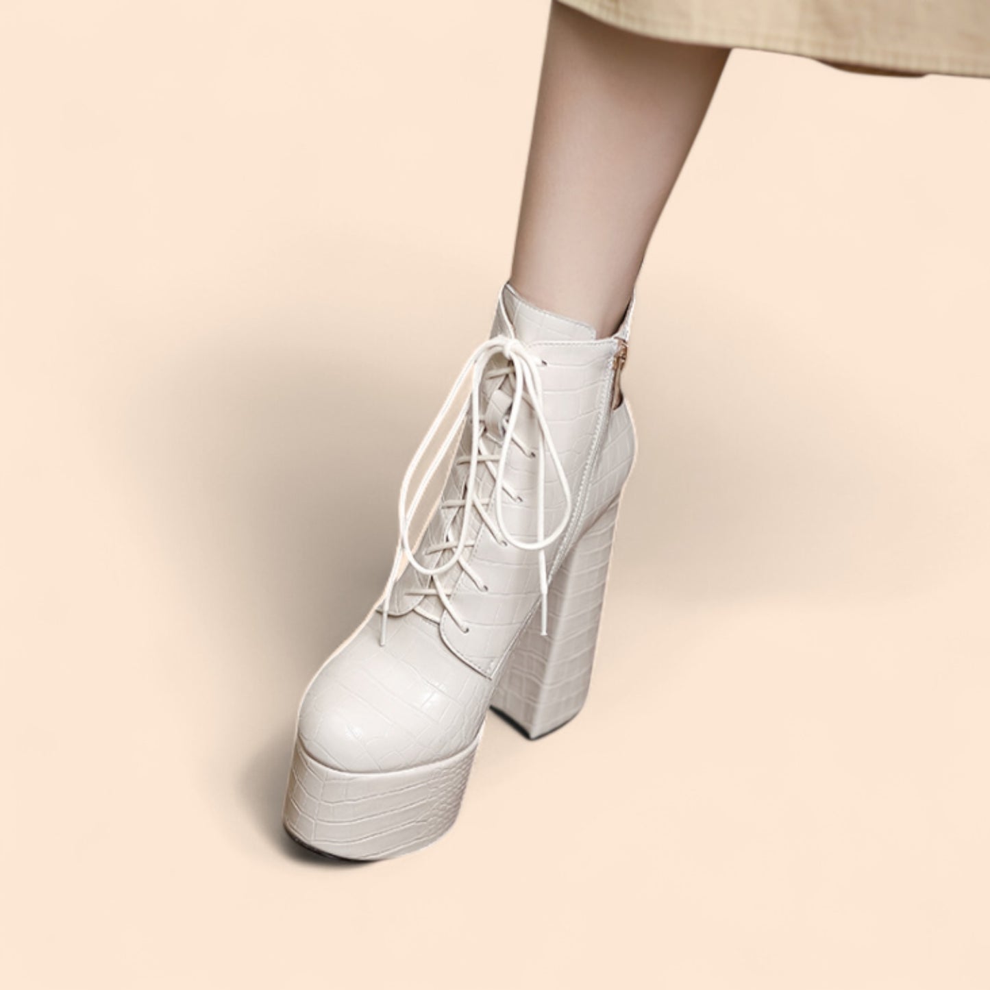 Botines Plataforma Beige Arena Fierce