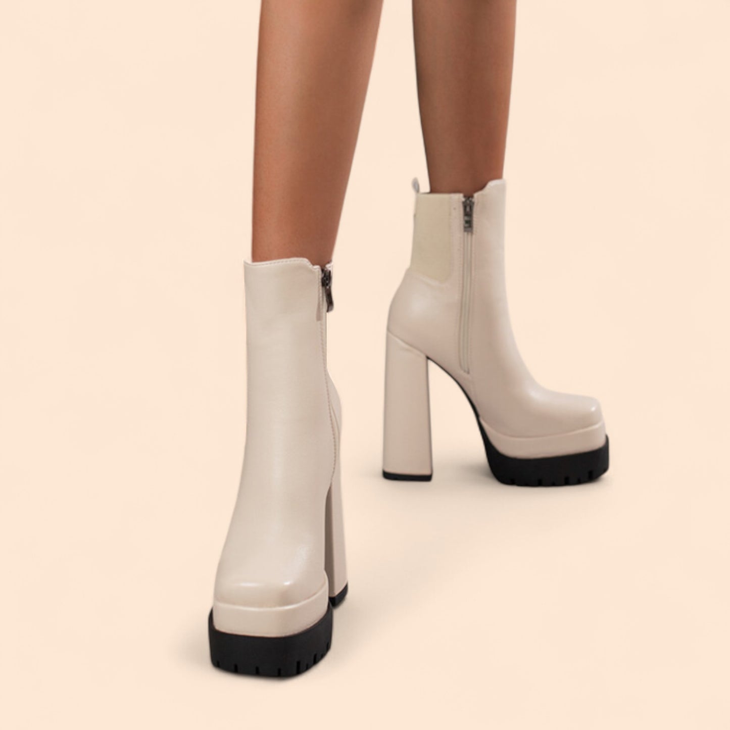 Botines Plataforma Beige Crema Power