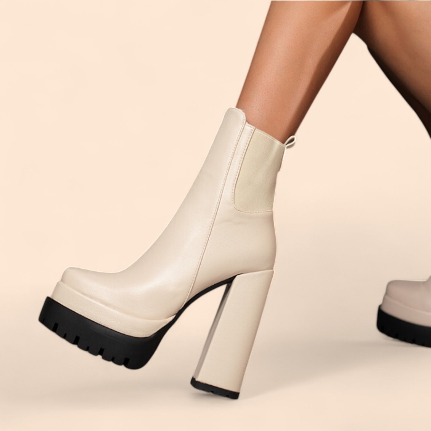 Botines Plataforma Beige Crema Power