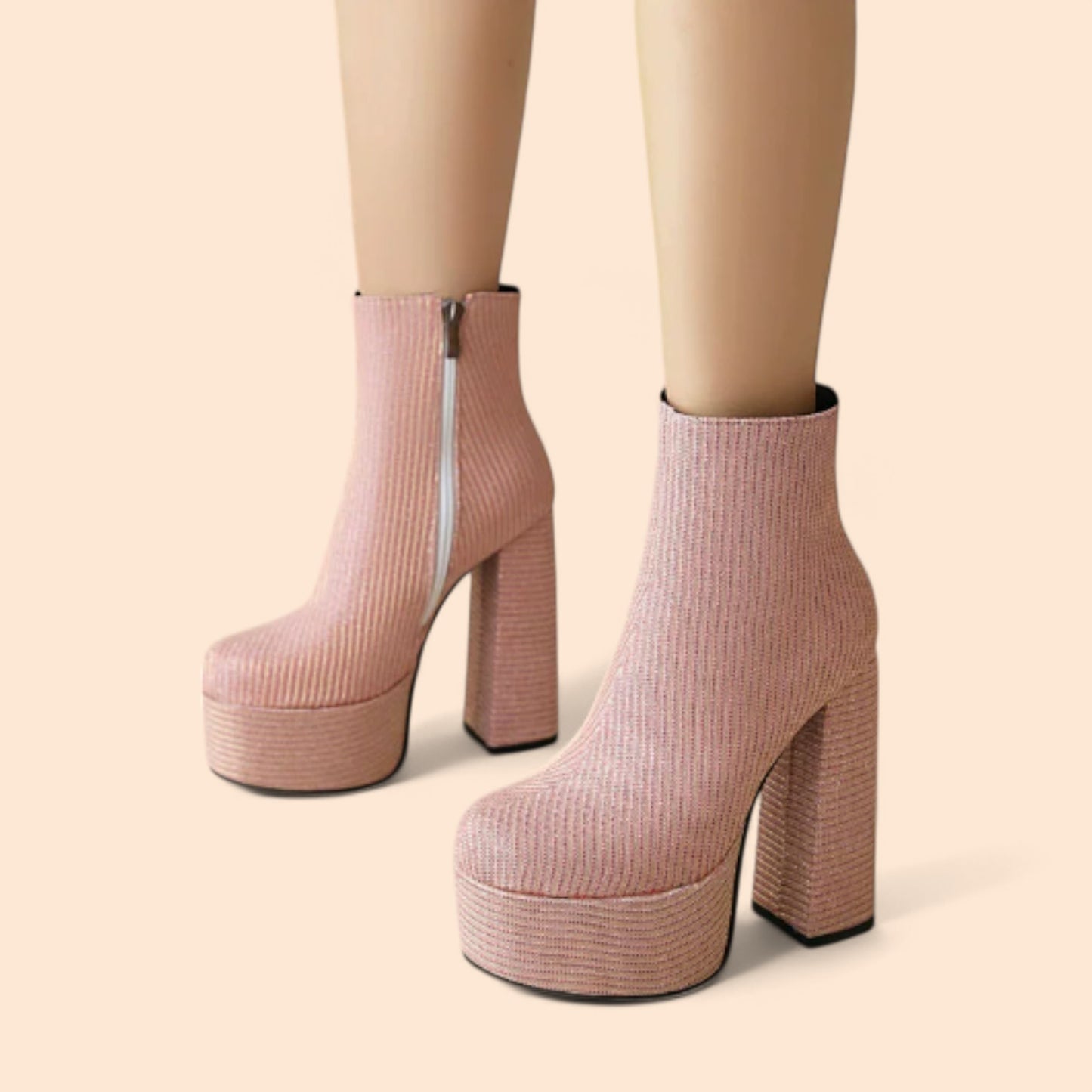 Botines Rosas Plataforma Rosa Diva
