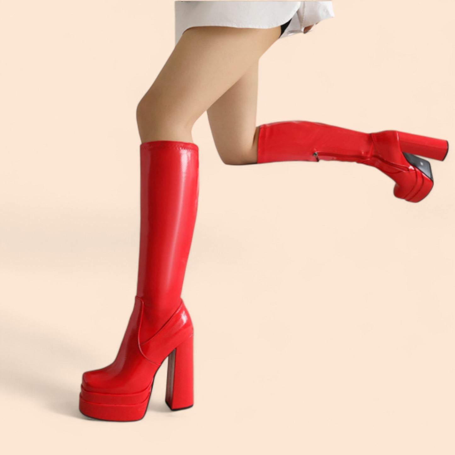 Botas Rojas con Plataforma Roja Fuego